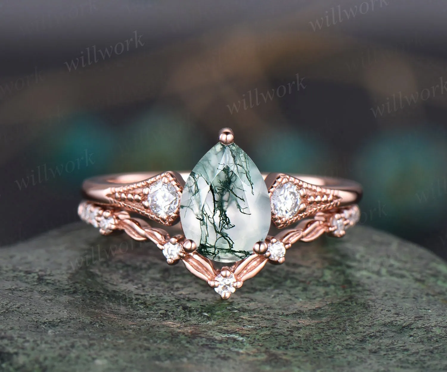 Custom order for Nate King(3pc ring set, 14k yellow gold, ring size 6.75) sold by Willwork Jewelry product image thumbnail 4