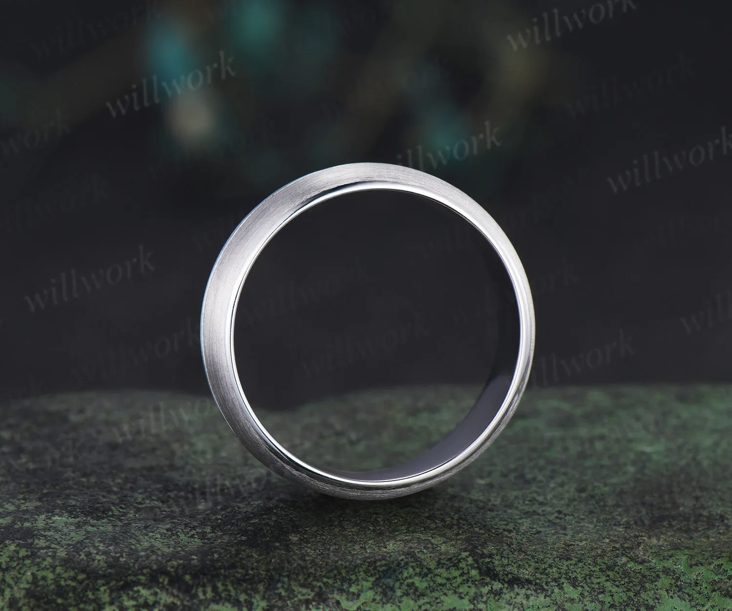 7mm brushed men ring full eternity band dome shaped concave center wedding ring for men sold by Willwork Jewelry product image thumbnail 5