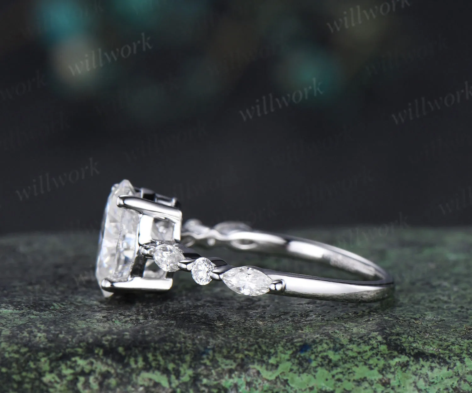 Oval cut IGI lab grown diamond engagement ring unique seven stones diamond ring wedding anniversary gifts for women sold by Willwork Jewelry product image thumbnail 5