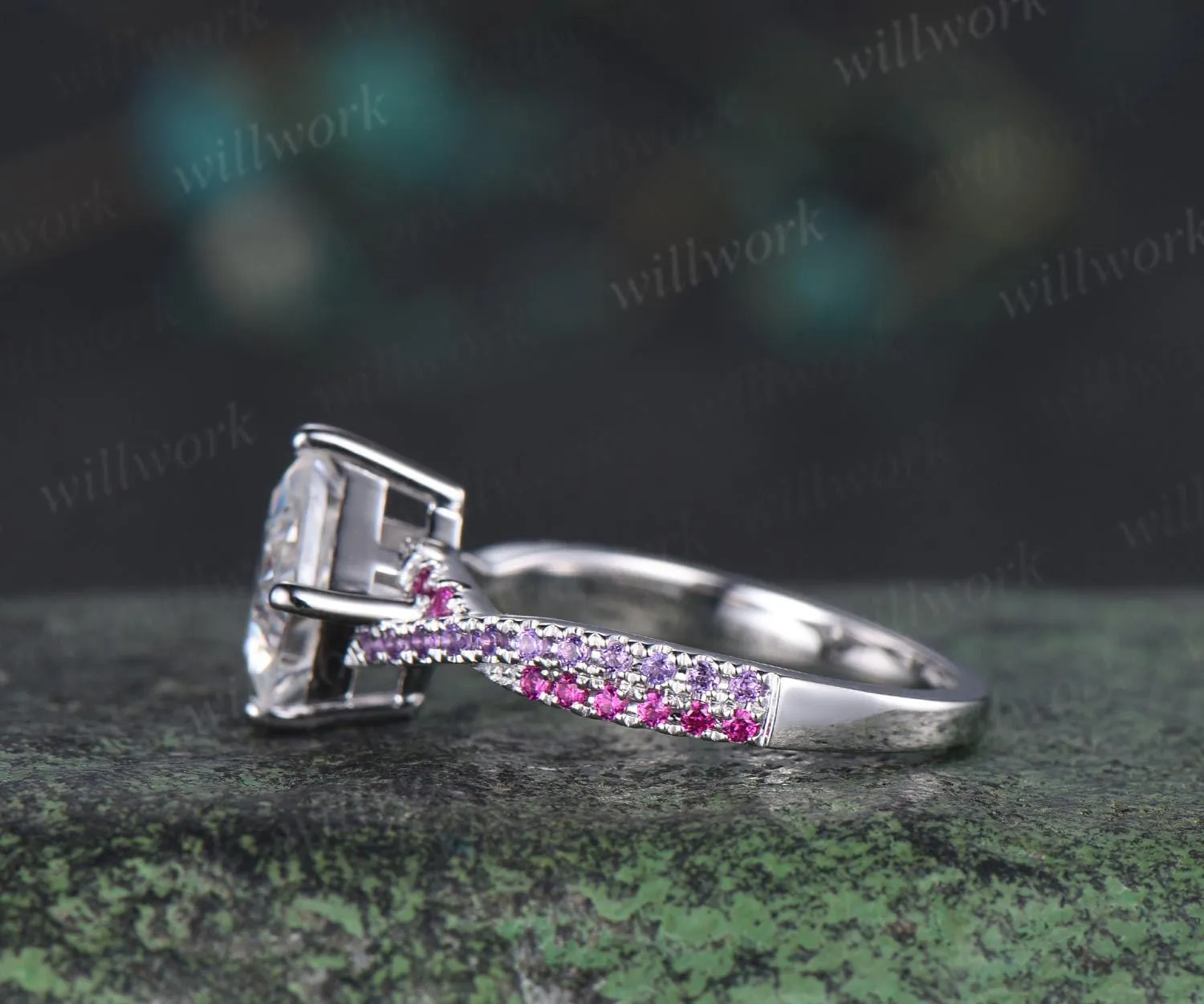 Princess cut IGI lab grown diamond engagement ring white gold vintage moissanite ring infinity ruby amethyst ring women jewelry sold by Willwork Jewelry product image thumbnail 4