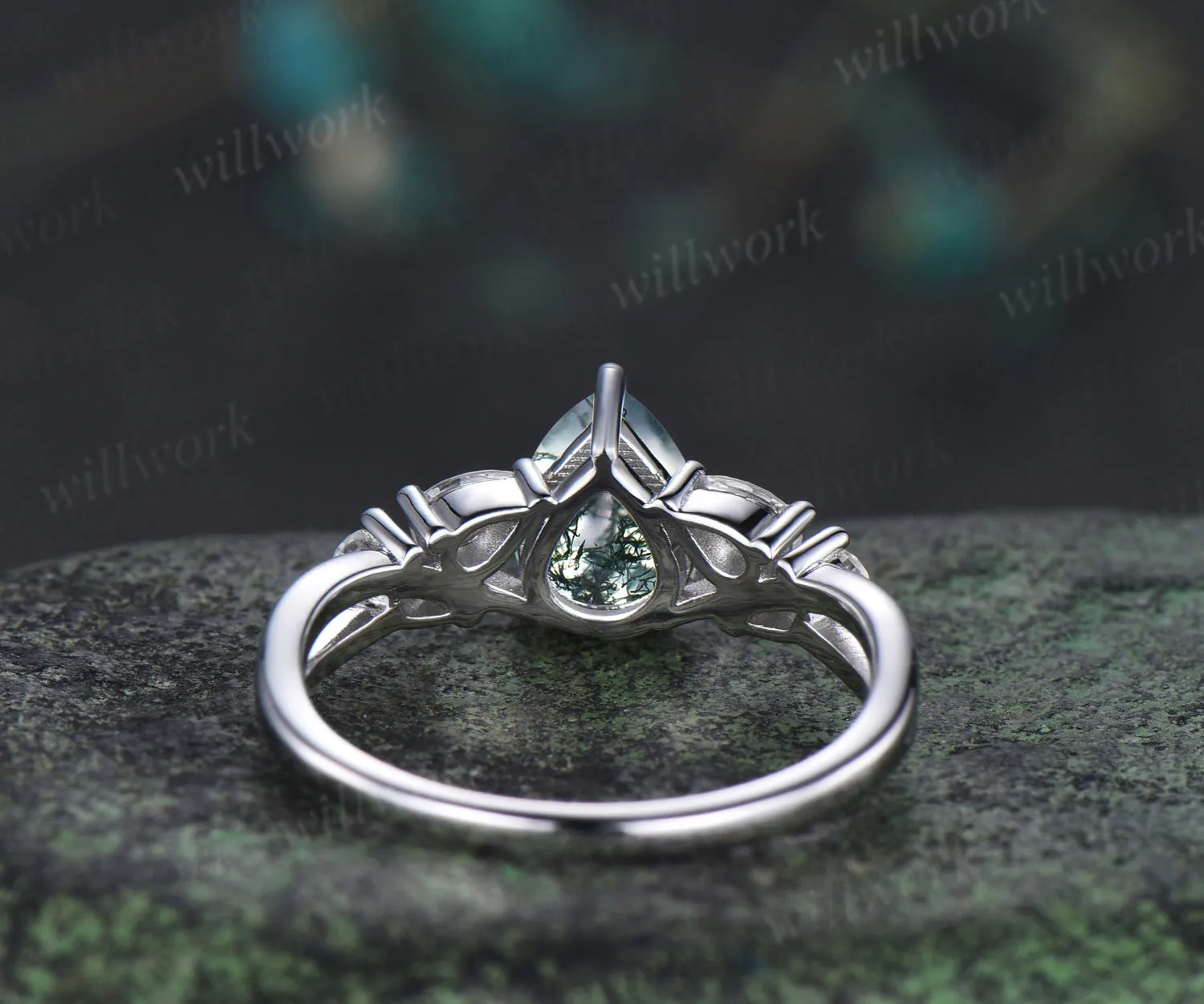 Pear cut IGI Lab grown diamond engagement ring vintage pear diamond cluster split shank ring bridal gifts promise ring for her sold by Willwork Jewelry product image thumbnail 5