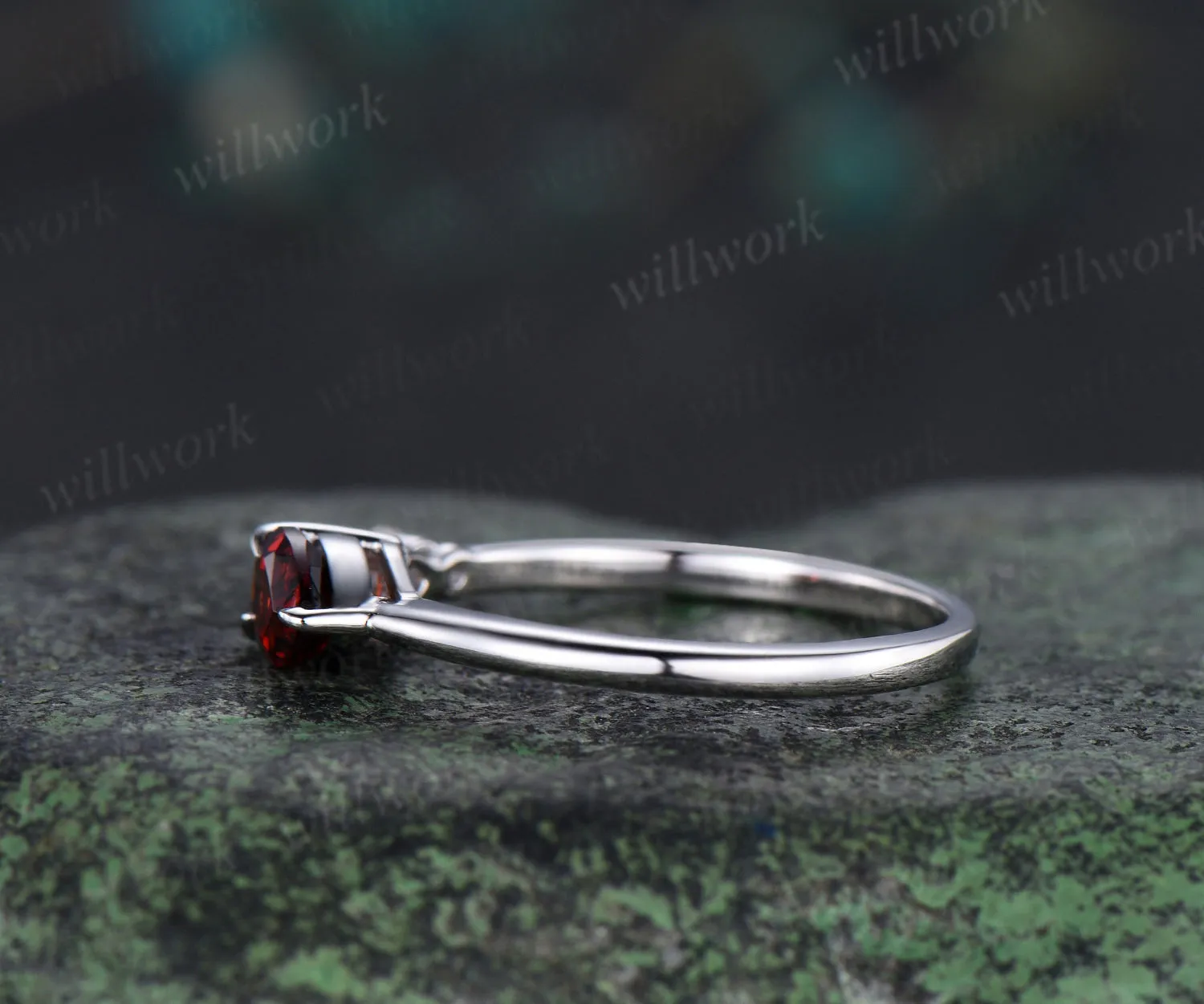 Each to west pear garnet ring dainty three stone opal engagement ring minimalist garnet ring for women jewelry gifts sold by Willwork Jewelry product image thumbnail 4