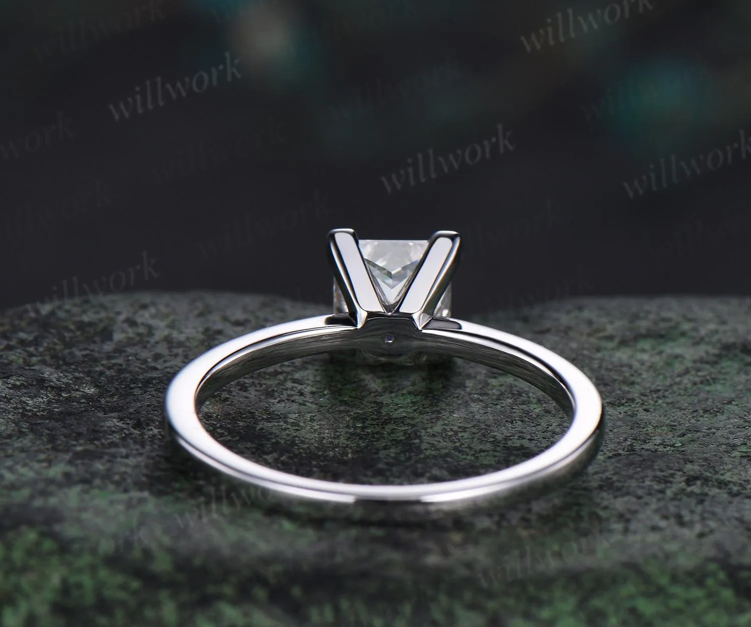 1ct princess cut IGI Certified lab grown diamond engagement ring Solitaire moissanite ring women dainty wedding promise ring women sold by Willwork Jewelry product image thumbnail 5