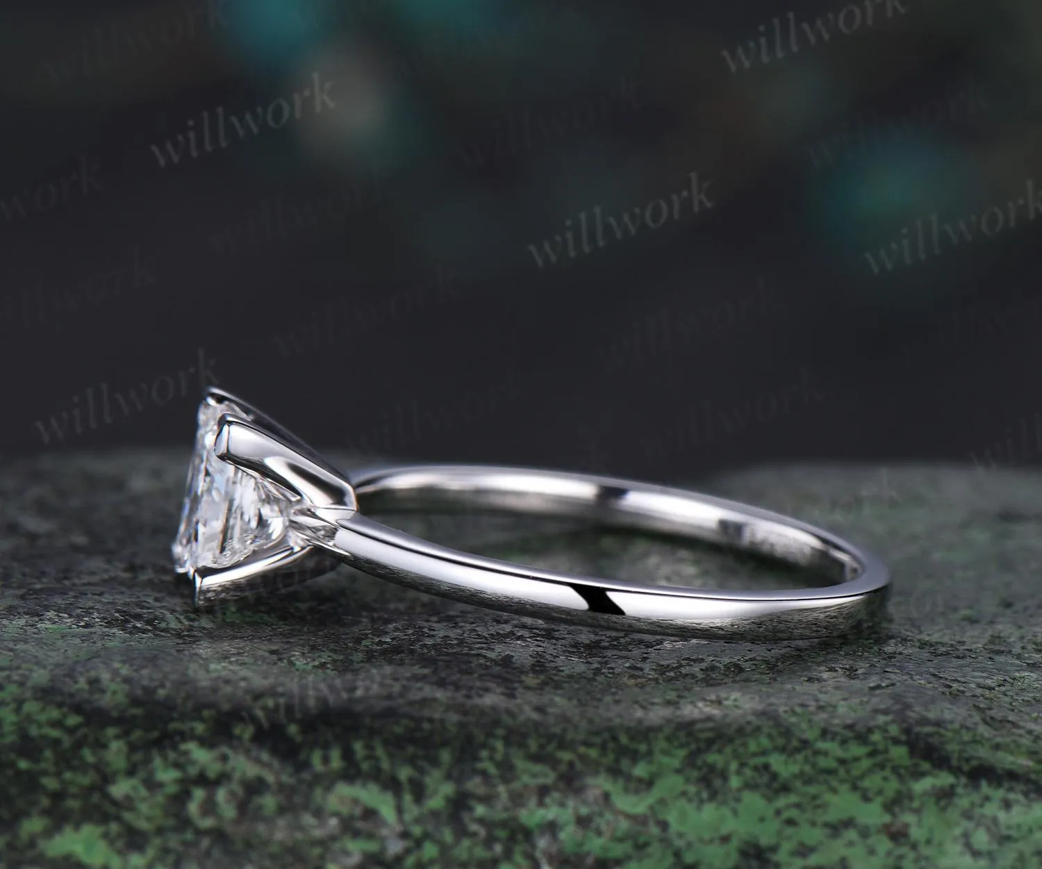 1ct princess cut IGI Certified lab grown diamond engagement ring Solitaire moissanite ring women dainty wedding promise ring women sold by Willwork Jewelry product image thumbnail 4