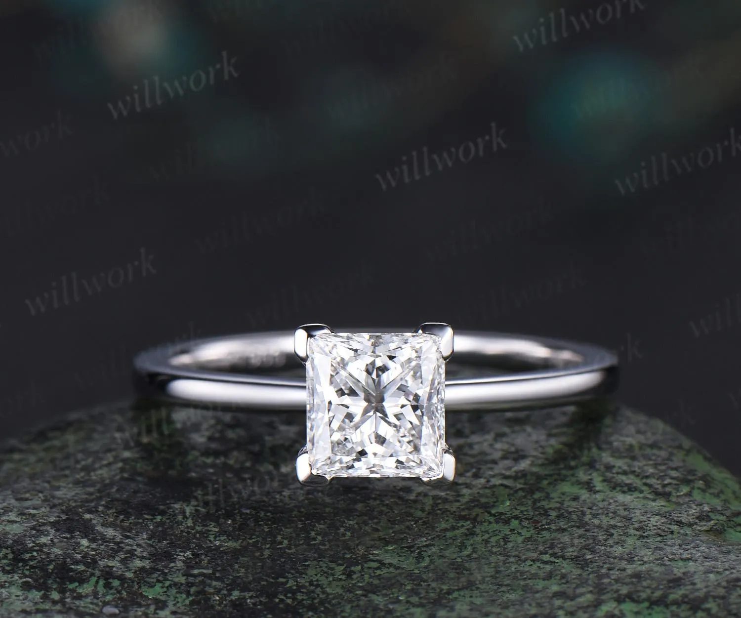 1ct princess cut IGI Certified lab grown diamond engagement ring Solitaire moissanite ring women dainty wedding promise ring women sold by Willwork Jewelry