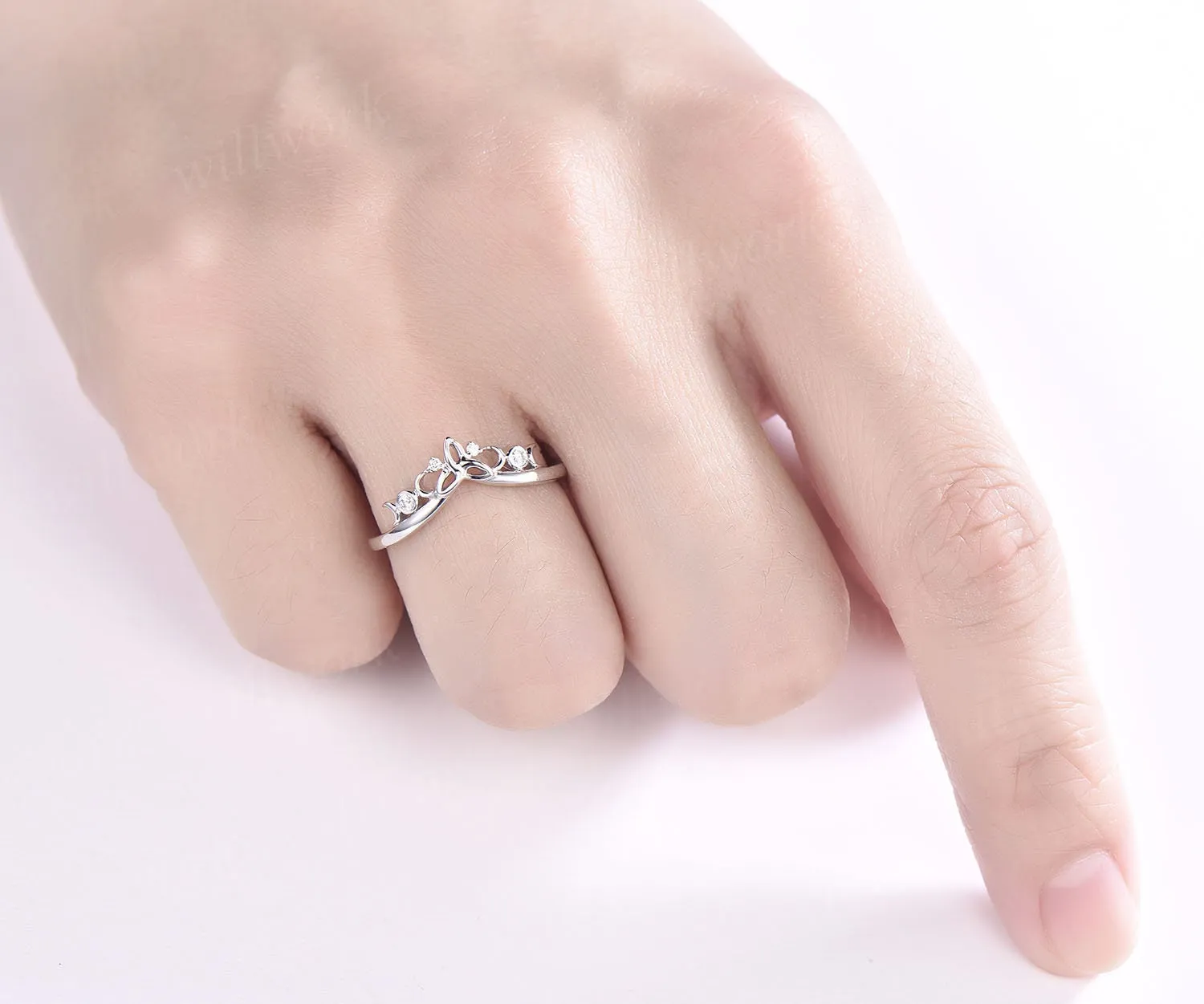READY TO SHIP: Moissanite Wedding Band - Sterling Silver - Ring Size: 7 US sold by Willwork Jewelry product image thumbnail 2
