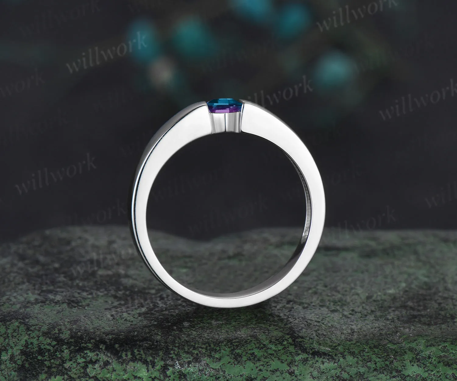 READY TO SHIP: Hexagon Cut Alexandirte Men Ring - Sterling Silver - Ring Size: 11.5 US sold by Willwork Jewelry product image thumbnail 4