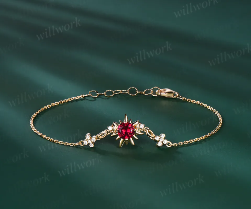 Rapunzel Inspired Sun Bracelet Crescent Solid Gold Wedding Bracelet Aquatic Agate Adjustable Bracelet Tangled Gift sold by Willwork Jewelry