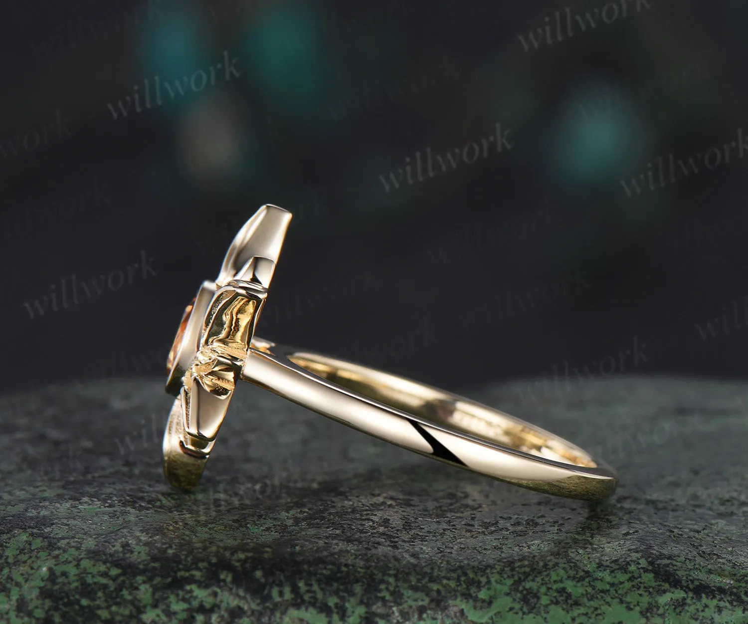 Tangled Rapunzel Princess Sun Engagement Ring 14k yellow Gold Citrine Ring Sunflower Solitaire Wedding Promise Ring Gift For Her sold by Willwork Jewelry product image thumbnail 5