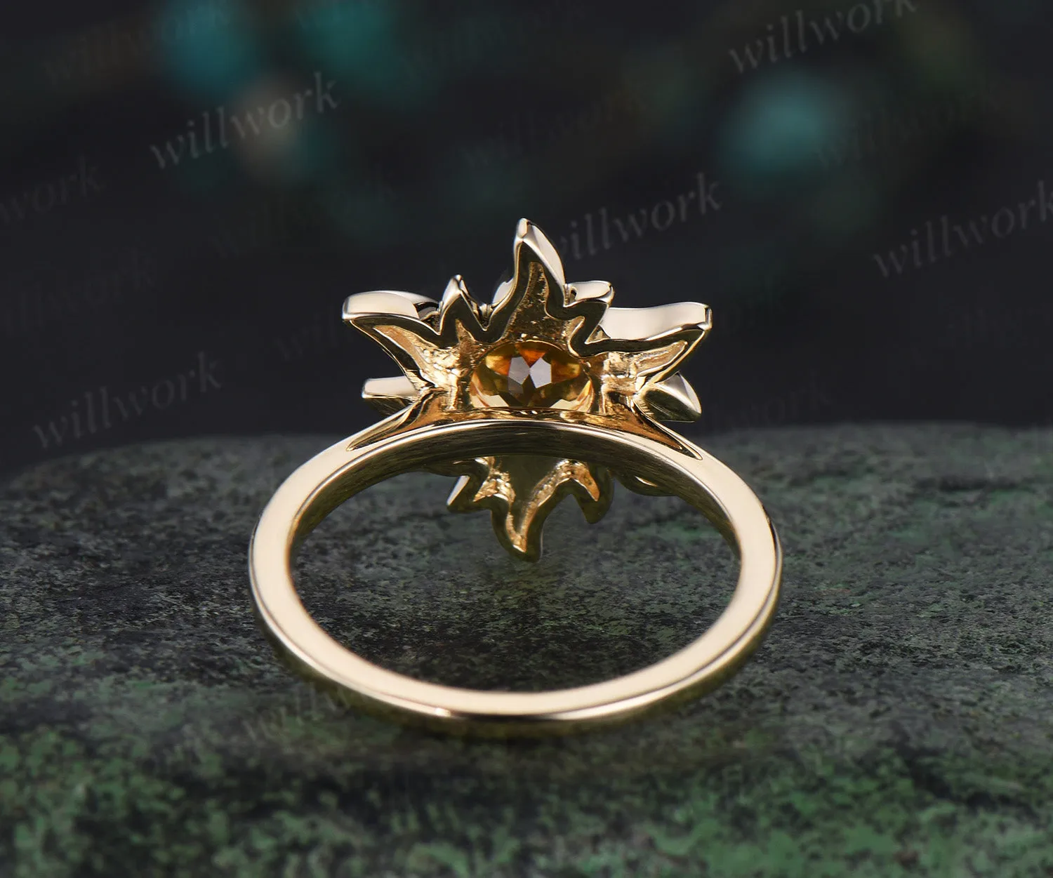 Tangled Rapunzel Princess Sun Engagement Ring 14k yellow Gold Citrine Ring Sunflower Solitaire Wedding Promise Ring Gift For Her sold by Willwork Jewelry product image thumbnail 4