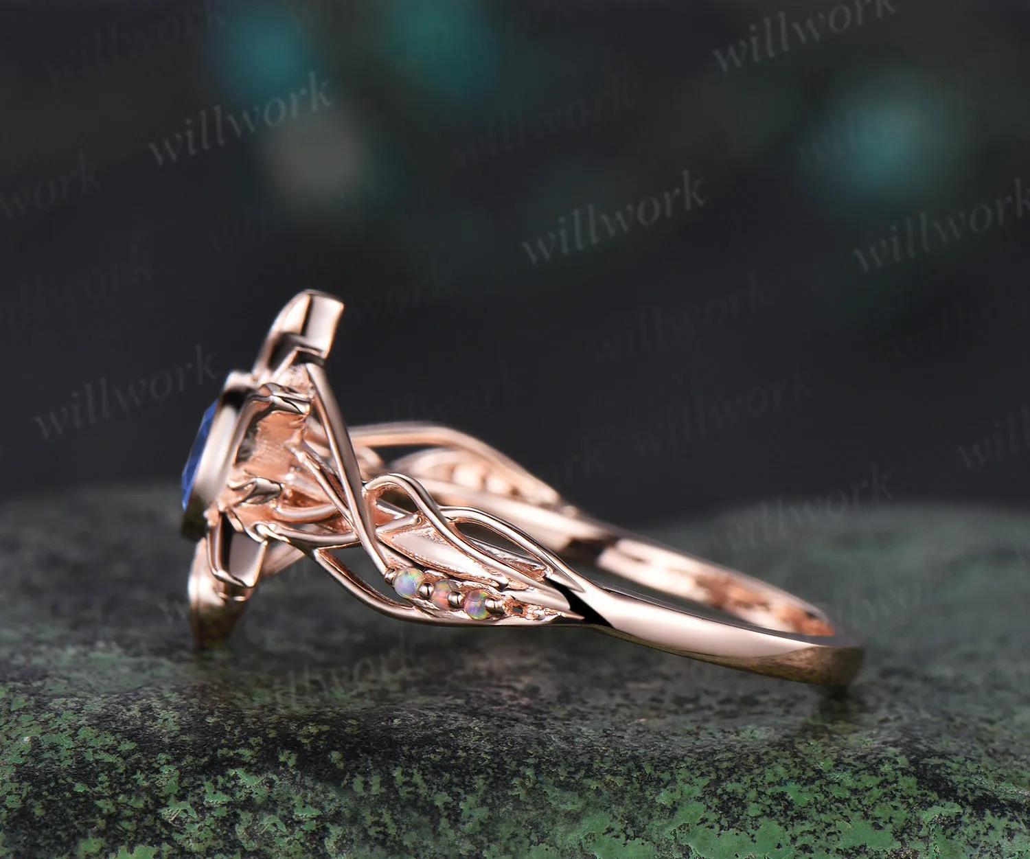 Rapunzel Ring Sun Tanzanite Engagement Ring Tangled Sunflower Ring 14k rose Gold Wedding Ring Birthday Gift For Her sold by Willwork Jewelry product image thumbnail 4