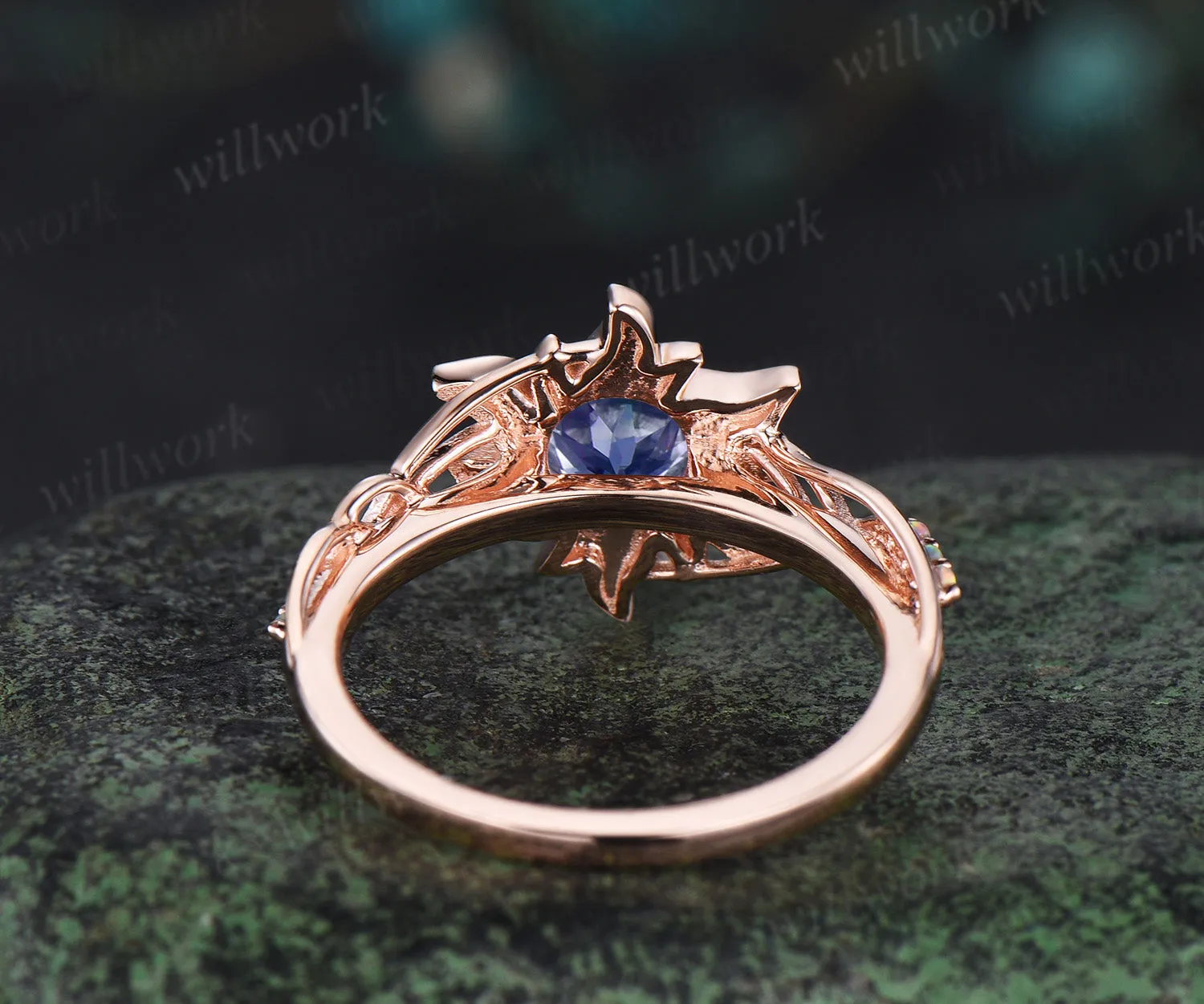 Rapunzel Ring Sun Tanzanite Engagement Ring Tangled Sunflower Ring 14k rose Gold Wedding Ring Birthday Gift For Her sold by Willwork Jewelry product image thumbnail 5