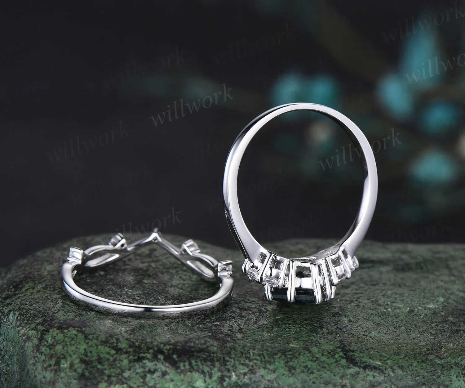 Princess cut alexandrite engagement ring set white gold 8 prong dainty Minimalist diamond ring women infinity anniversary gift sold by Willwork Jewelry product image thumbnail 5