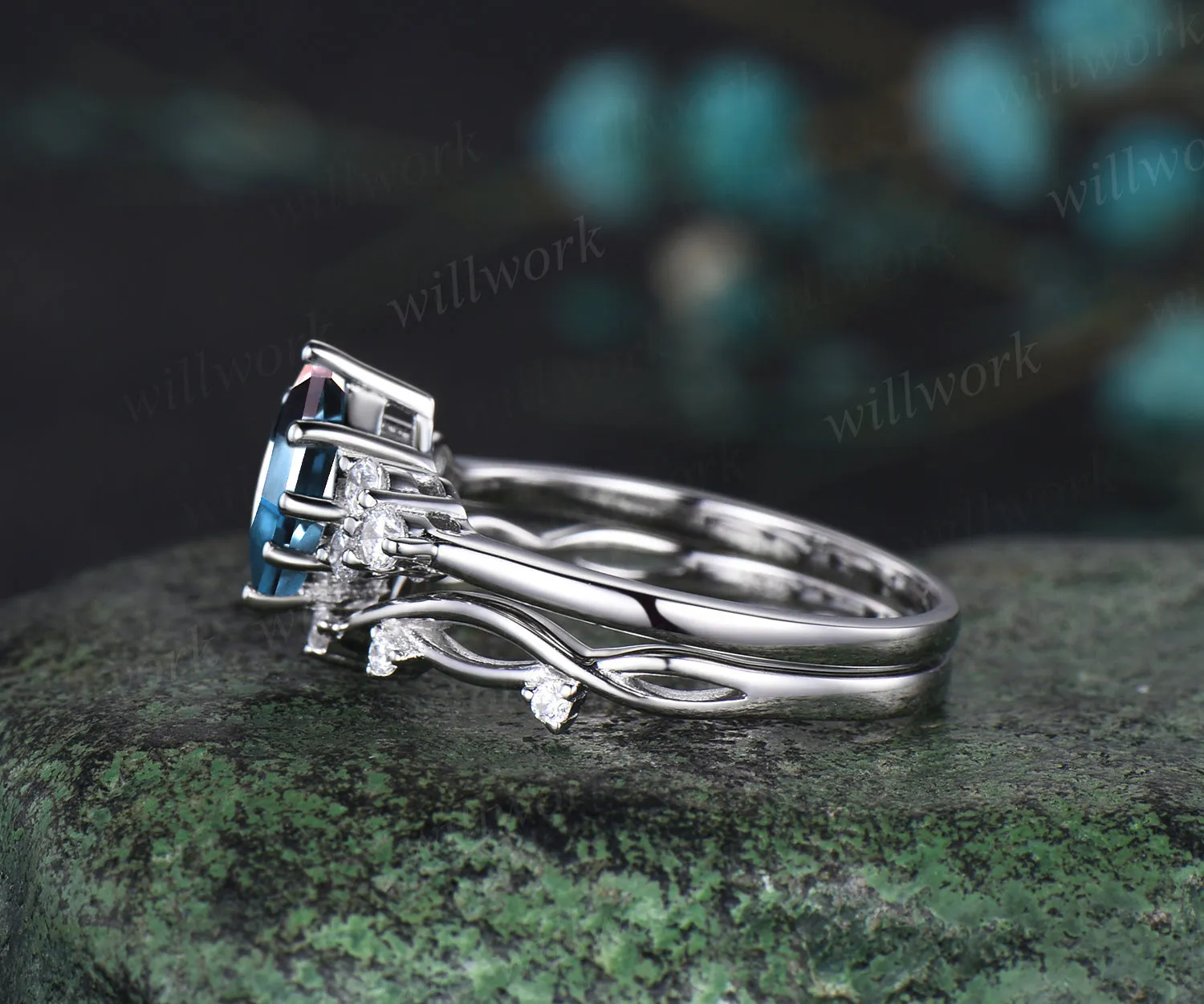 Princess cut alexandrite engagement ring set white gold 8 prong dainty Minimalist diamond ring women infinity anniversary gift sold by Willwork Jewelry product image thumbnail 4