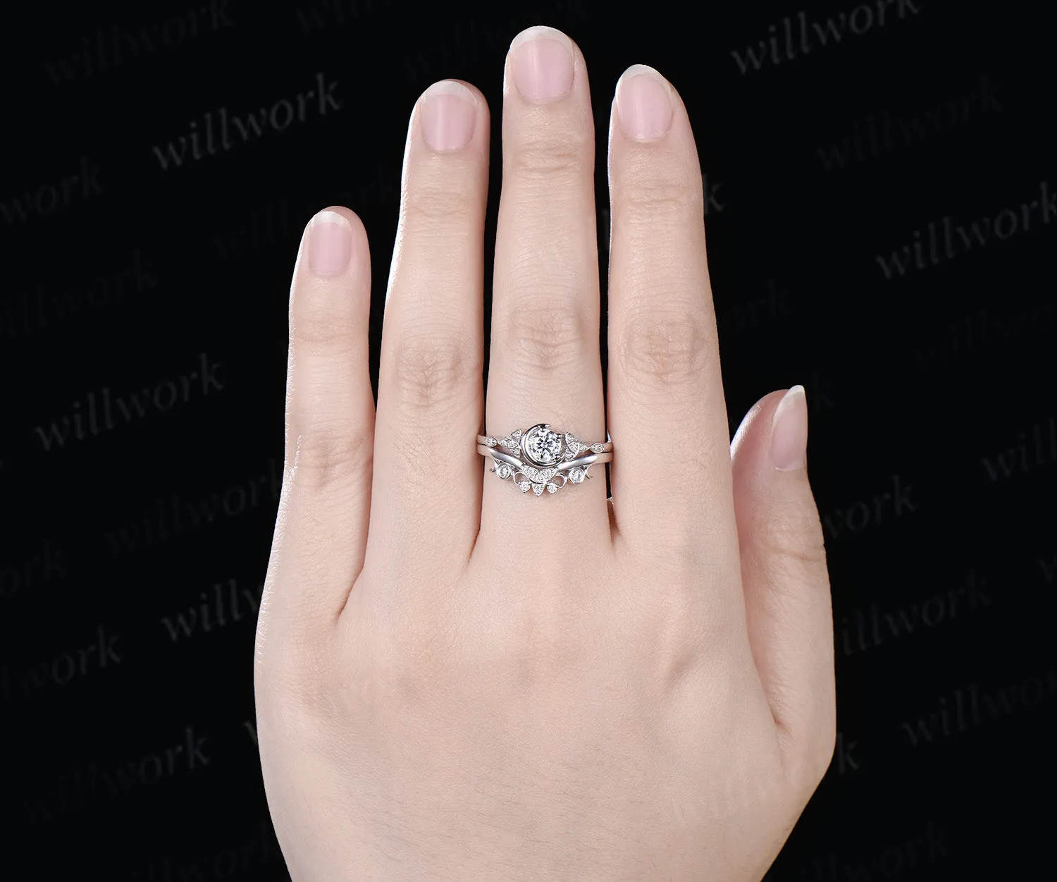 0.5ct round cut IGI Lab grown diamond engagement ring solid 14k 18k white gold Celtic knot promise wedding ring set women Norse Viking Jewelry sold by Willwork Jewelry product image thumbnail 2