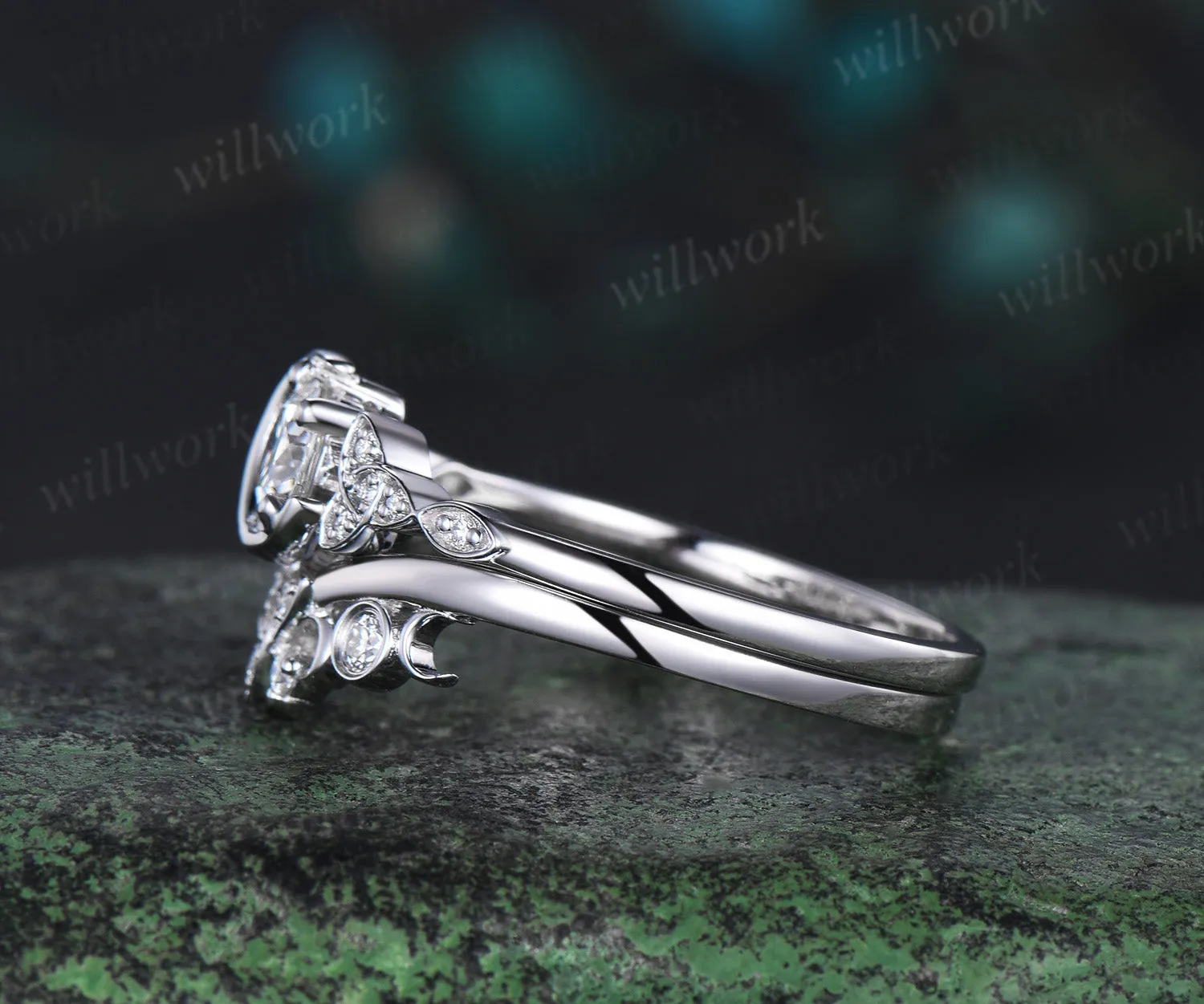 0.5ct round cut IGI Lab grown diamond engagement ring solid 14k 18k white gold Celtic knot promise wedding ring set women Norse Viking Jewelry sold by Willwork Jewelry product image thumbnail 4