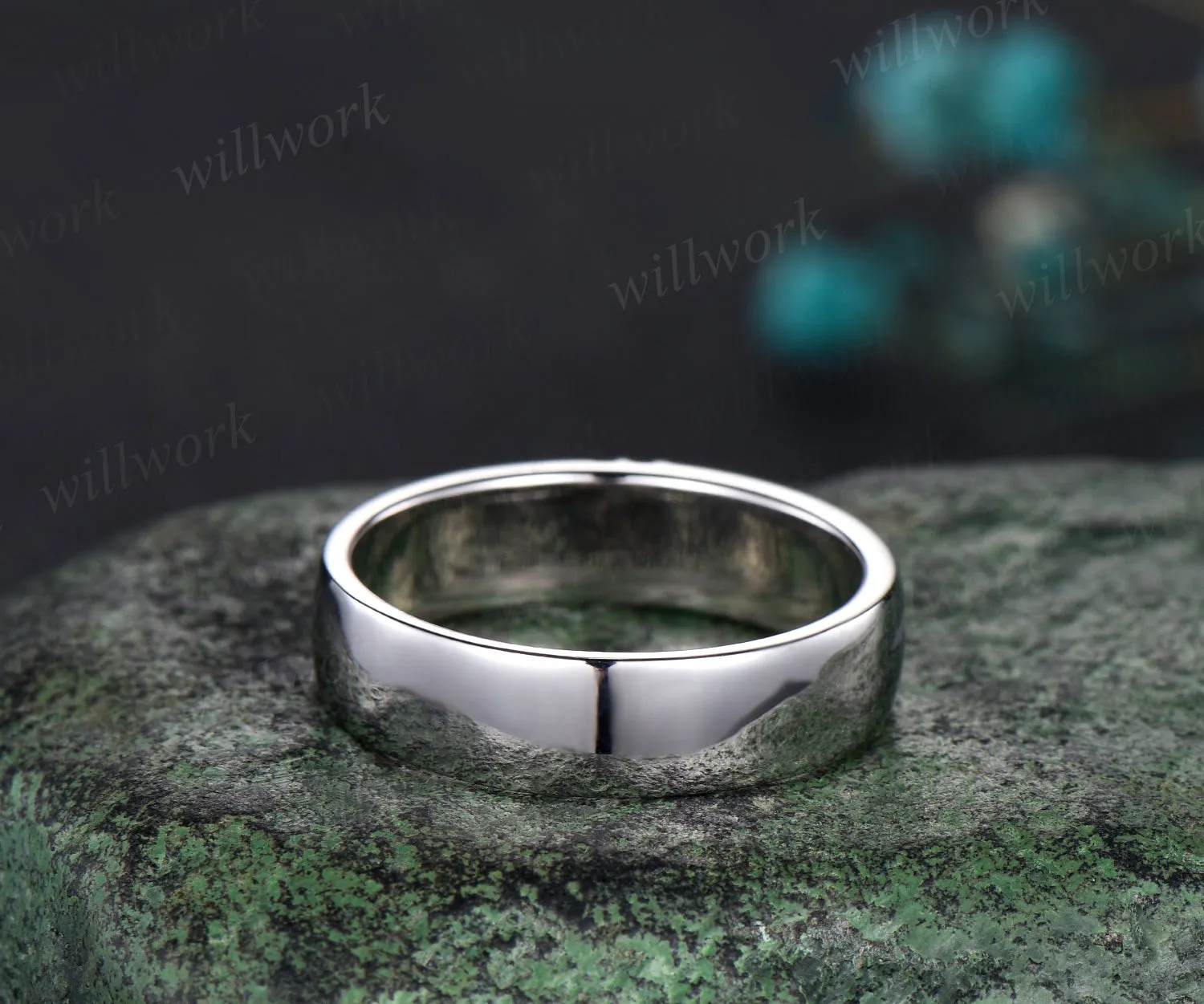 Unique Mens Moissanite Wedding Band Round Cut Band 5mm Solid Gold Ring Mens Black Onyx Handsome Man Rings Matching Band Ring Gift sold by Willwork Jewelry product image thumbnail 2