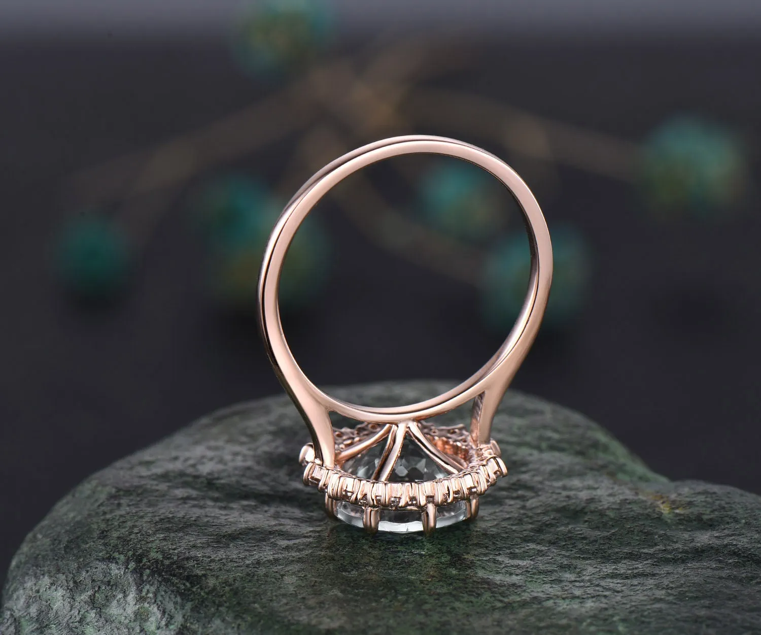 4ct round moissanite engagement ring solid 14k rose gold snowdrift halo diamond ring women promise anniversary wedding ring fine jewelry sold by Willwork Jewelry product image thumbnail 5