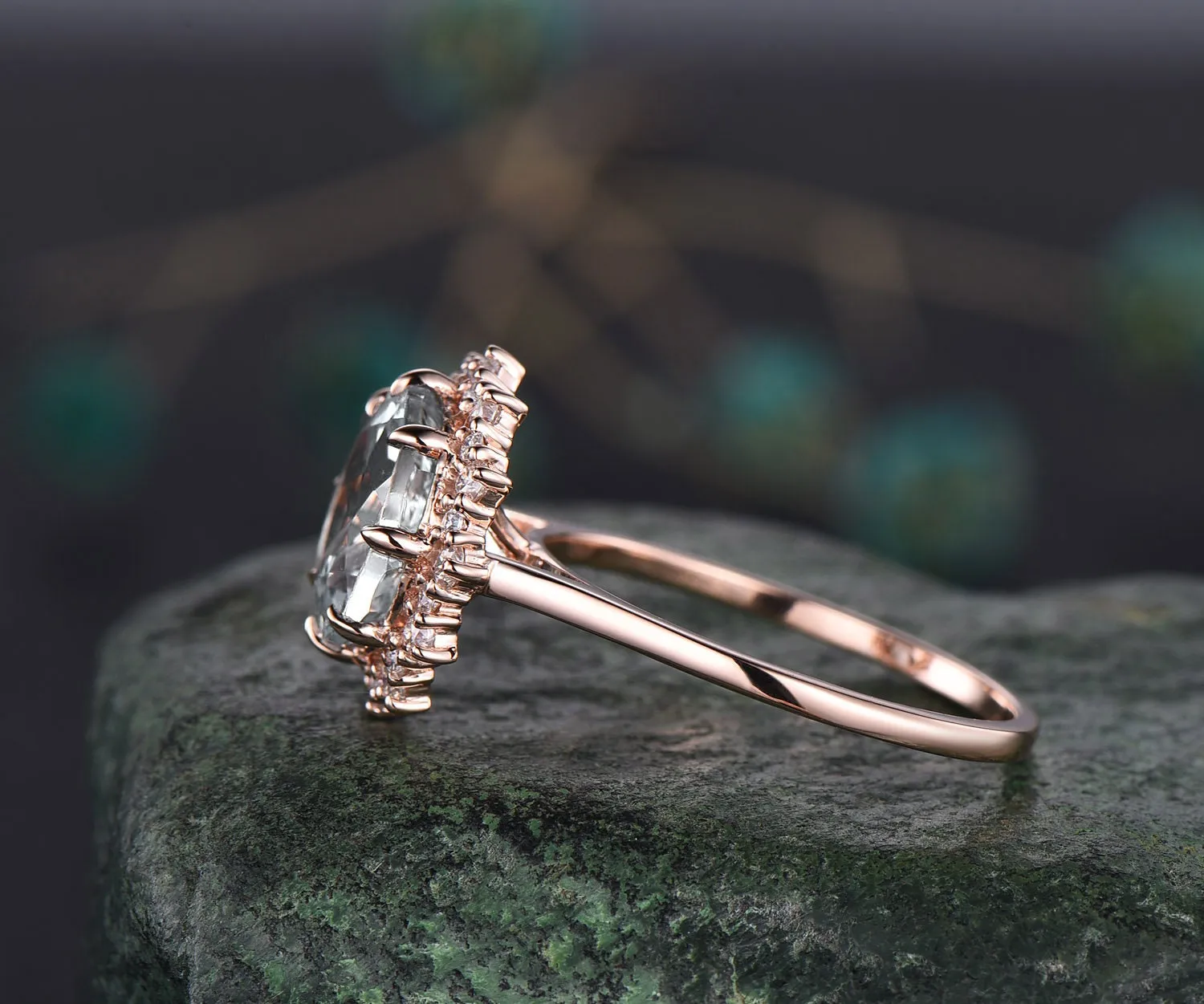 4ct round moissanite engagement ring solid 14k rose gold snowdrift halo diamond ring women promise anniversary wedding ring fine jewelry sold by Willwork Jewelry product image thumbnail 4