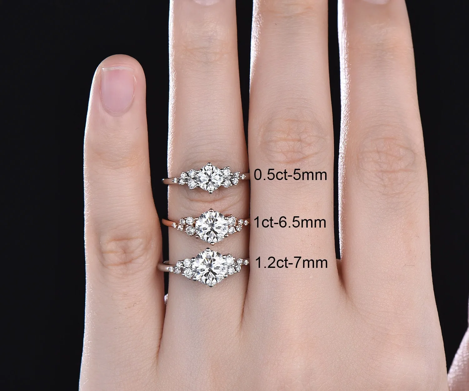 Round moissanite ring vintage moissanite engagement ring white gold unique snowdrift engagement ring dainty diamond wedding ring for women sold by Willwork Jewelry product image thumbnail 4