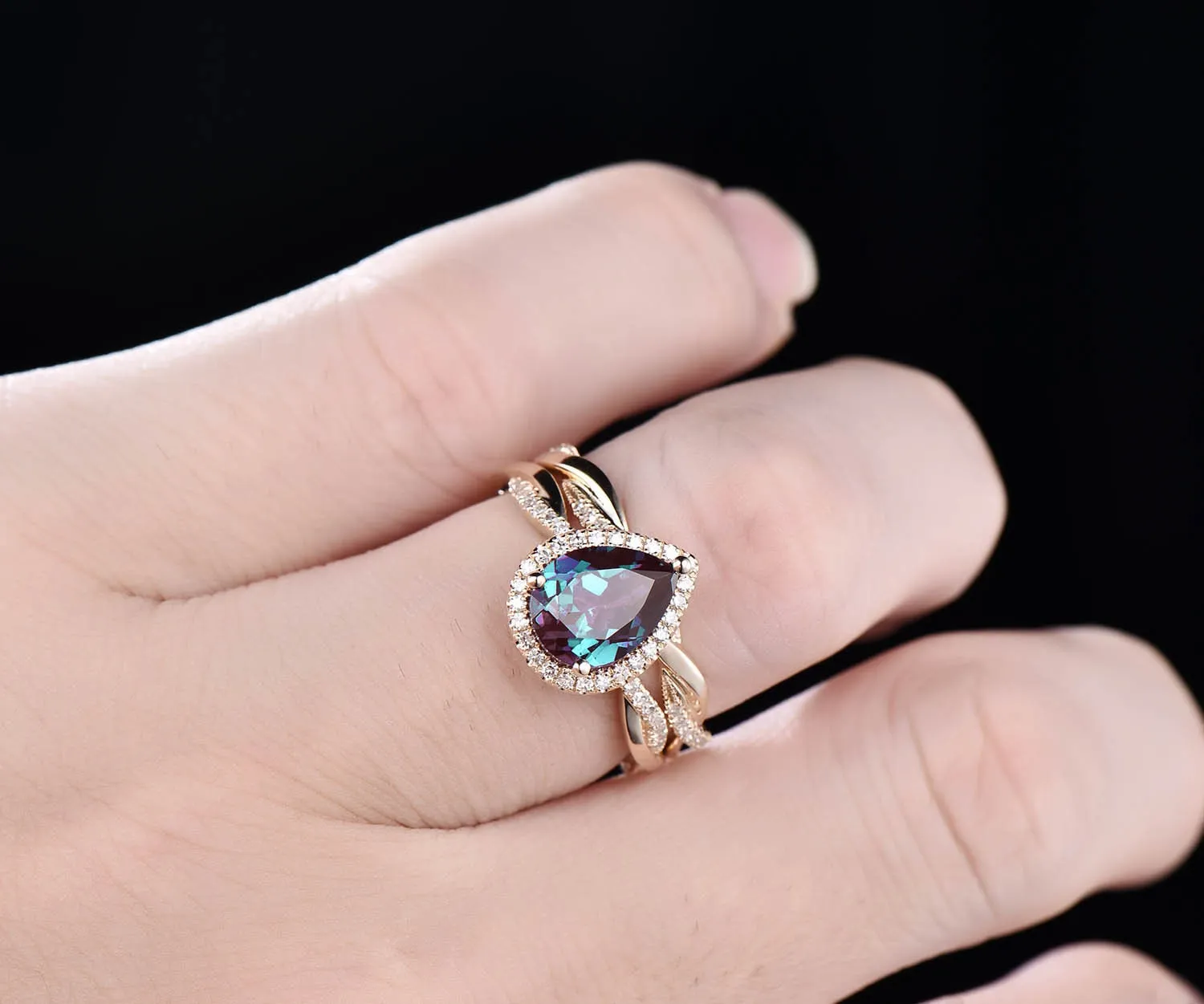 Only 1pc 14k rose gold 3/4 eternity diamond ring promise bridal wedding ring 14k yellow gold wedding ring sold by Willwork Jewelry product image thumbnail 2