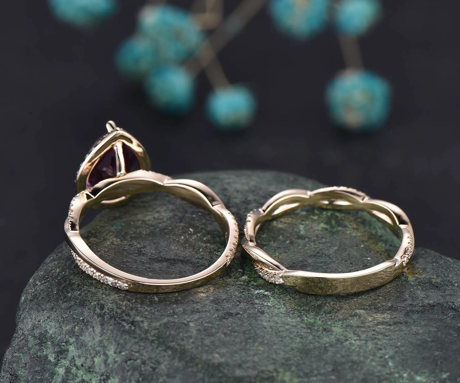 Only 1pc 14k rose gold 3/4 eternity diamond ring promise bridal wedding ring 14k yellow gold wedding ring sold by Willwork Jewelry product image thumbnail 3