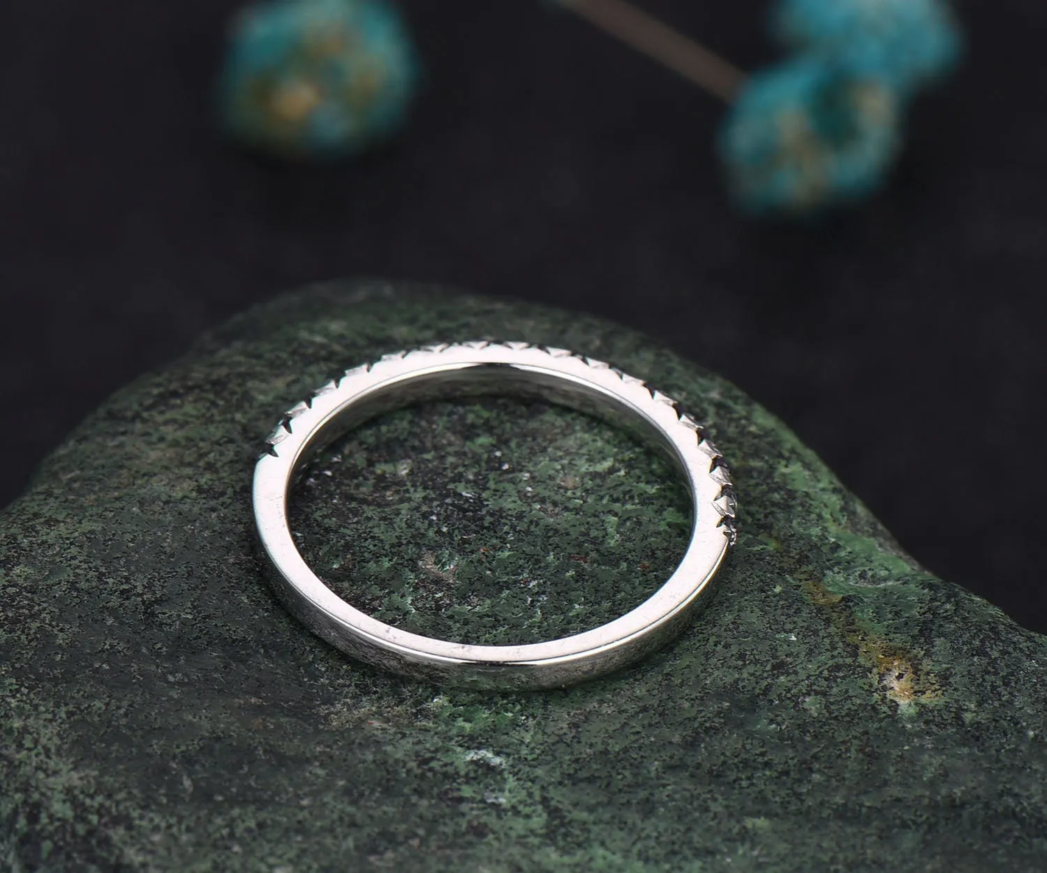 Color change Alexandrite ring for women unique alexandrite ring vintage half eternity wedding band June birthstone ring bridal ring band sold by Willwork Jewelry product image thumbnail 5