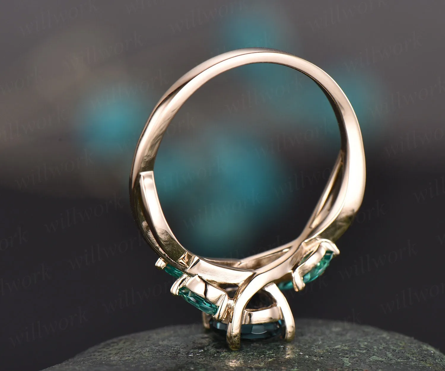 Unique engagement ring vintage engagement ring Alexandrite engagement ring white gold marquise emerald ring gold wedding anniversary gift sold by Willwork Jewelry product image thumbnail 4