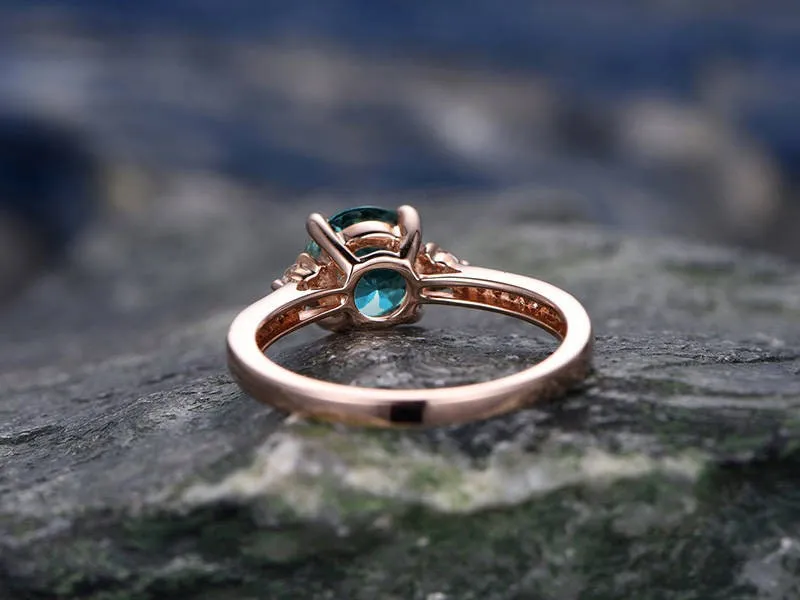 Three stone engagement ring Alexandrite engagement ring rose gold real diamond ring vintage June birthstone ring wedding anniversary ring sold by Willwork Jewelry product image thumbnail 4