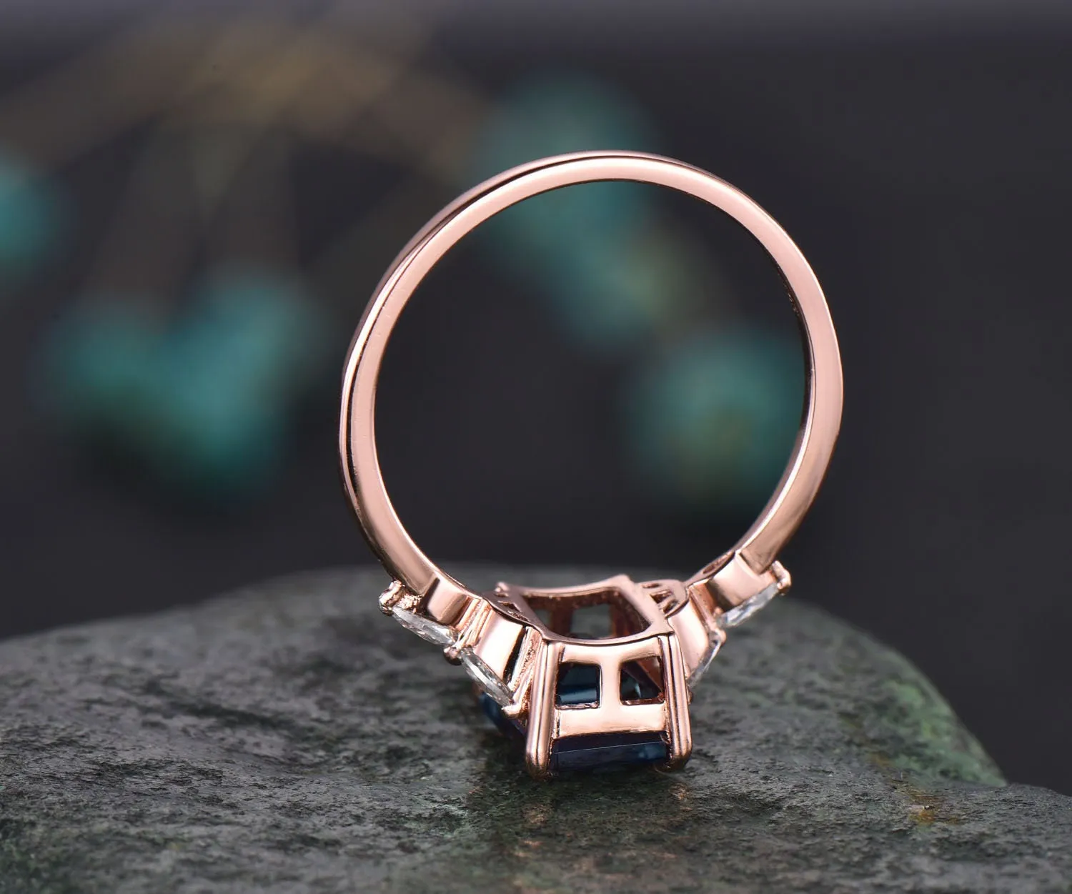 Emerald cut aquamarine engagement ring vintage aquamarine ring rose gold for women dainty custom ring pear moissanite ring promise ring gift sold by Willwork Jewelry product image thumbnail 5