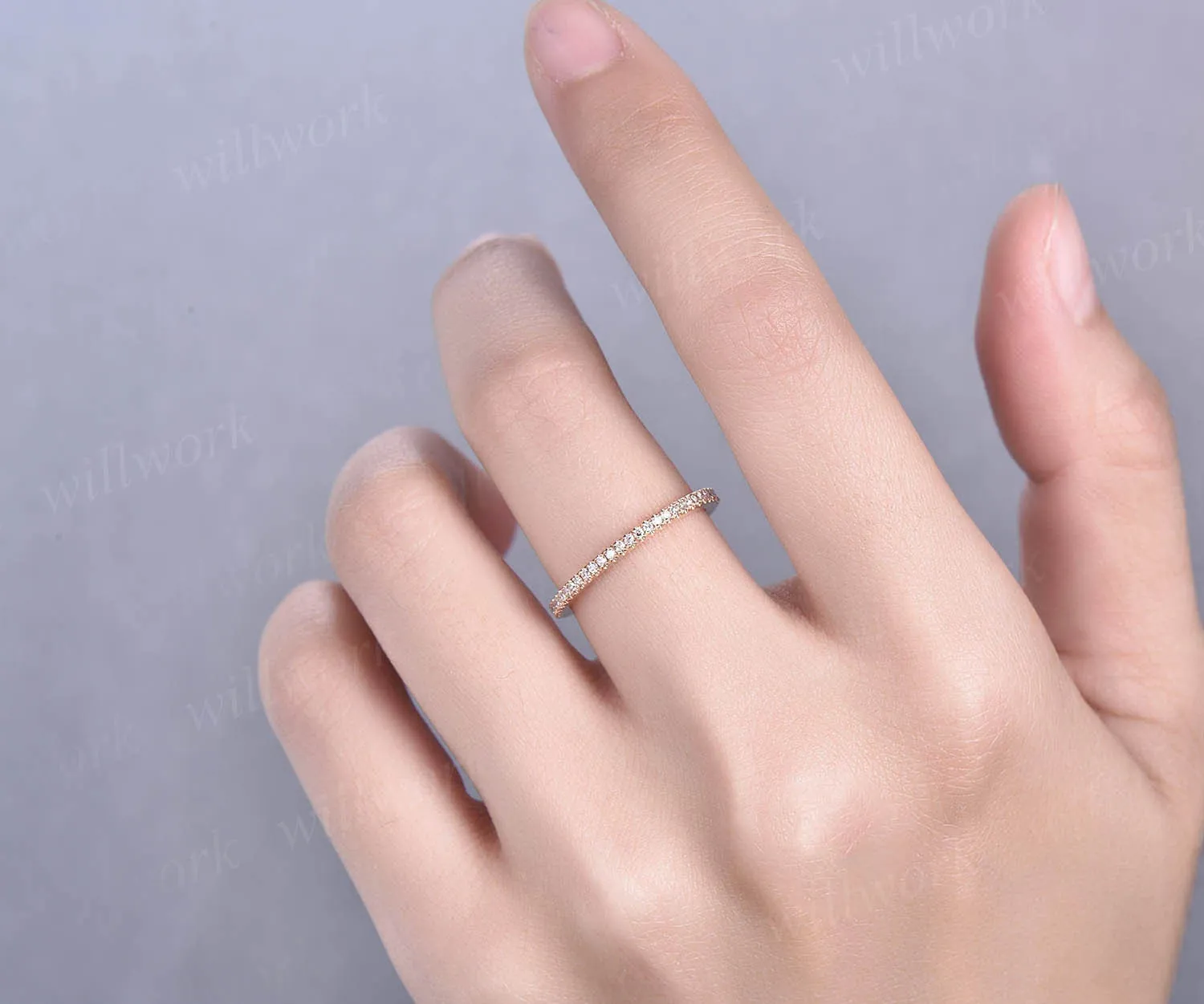 Real diamond ring for women 14k rose gold vintage full eternity diamond wedding band diamond jewelry bridal anniversary stacking ring band sold by Willwork Jewelry product image thumbnail 2