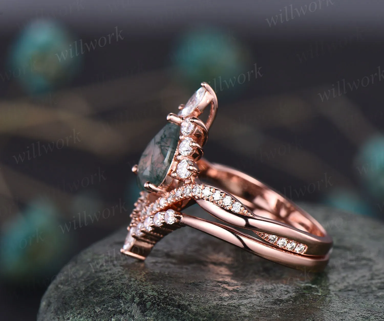 Custom order for Desmond Newman(2pc ring set, 14 white gold, ring size 5.5) sold by Willwork Jewelry product image thumbnail 5