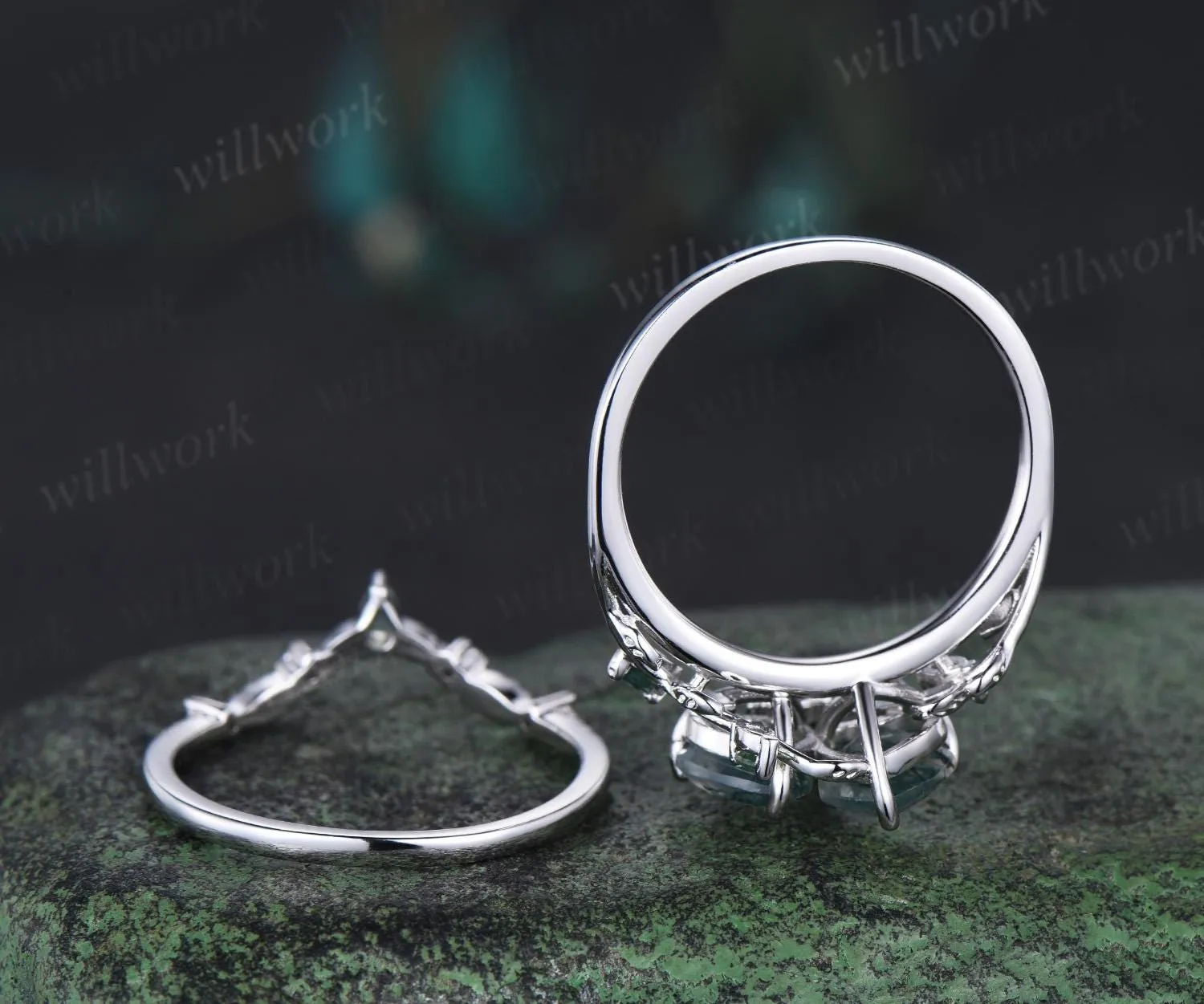Custom order for Adam Littrell(2pc ring set, platinum, ring size 5.5) sold by Willwork Jewelry product image thumbnail 3