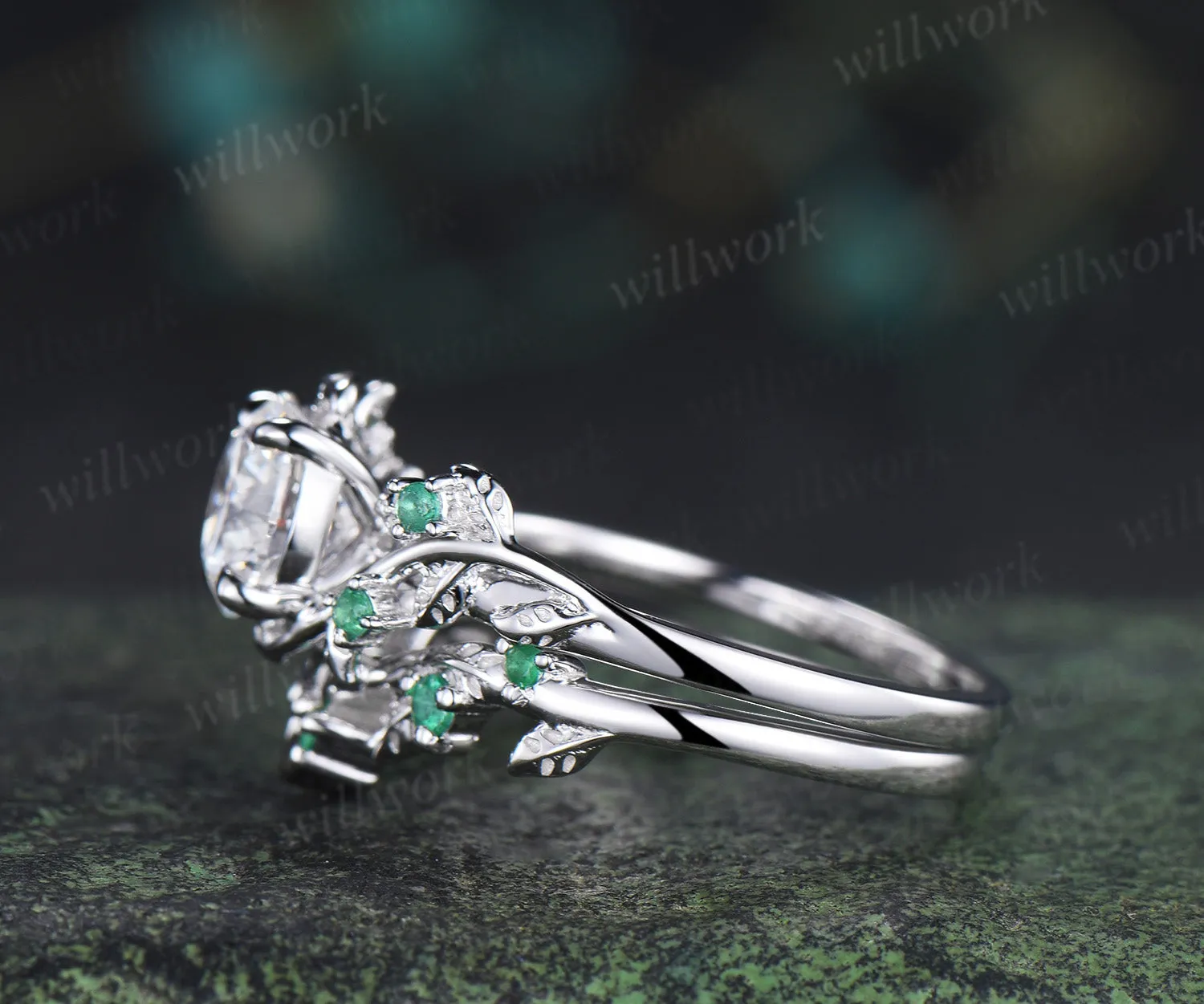 Custom order for Aven Cheney(2pc ring set, 10k white gold, ring size 9) sold by Willwork Jewelry product image thumbnail 2