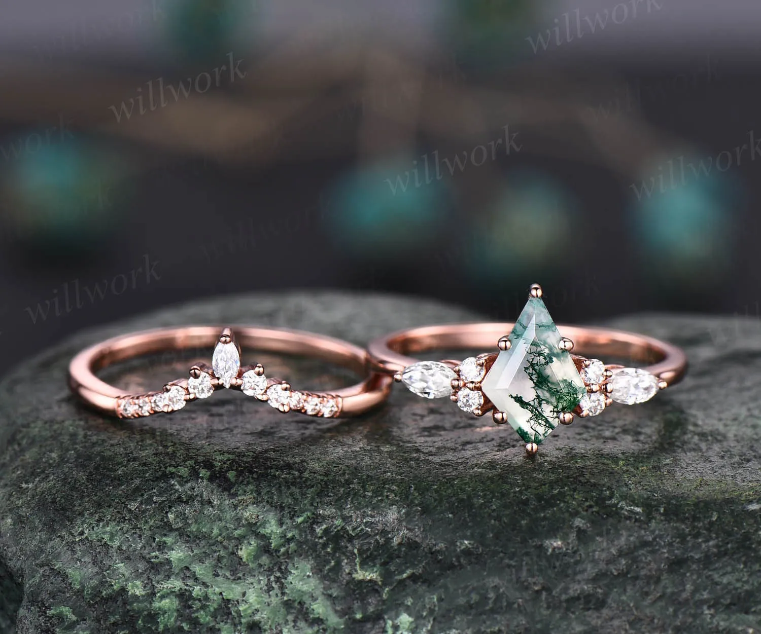Custom order for John Minks(2pc ring set, 10k rose gold, ring size 8 1/4) sold by Willwork Jewelry product image thumbnail 2
