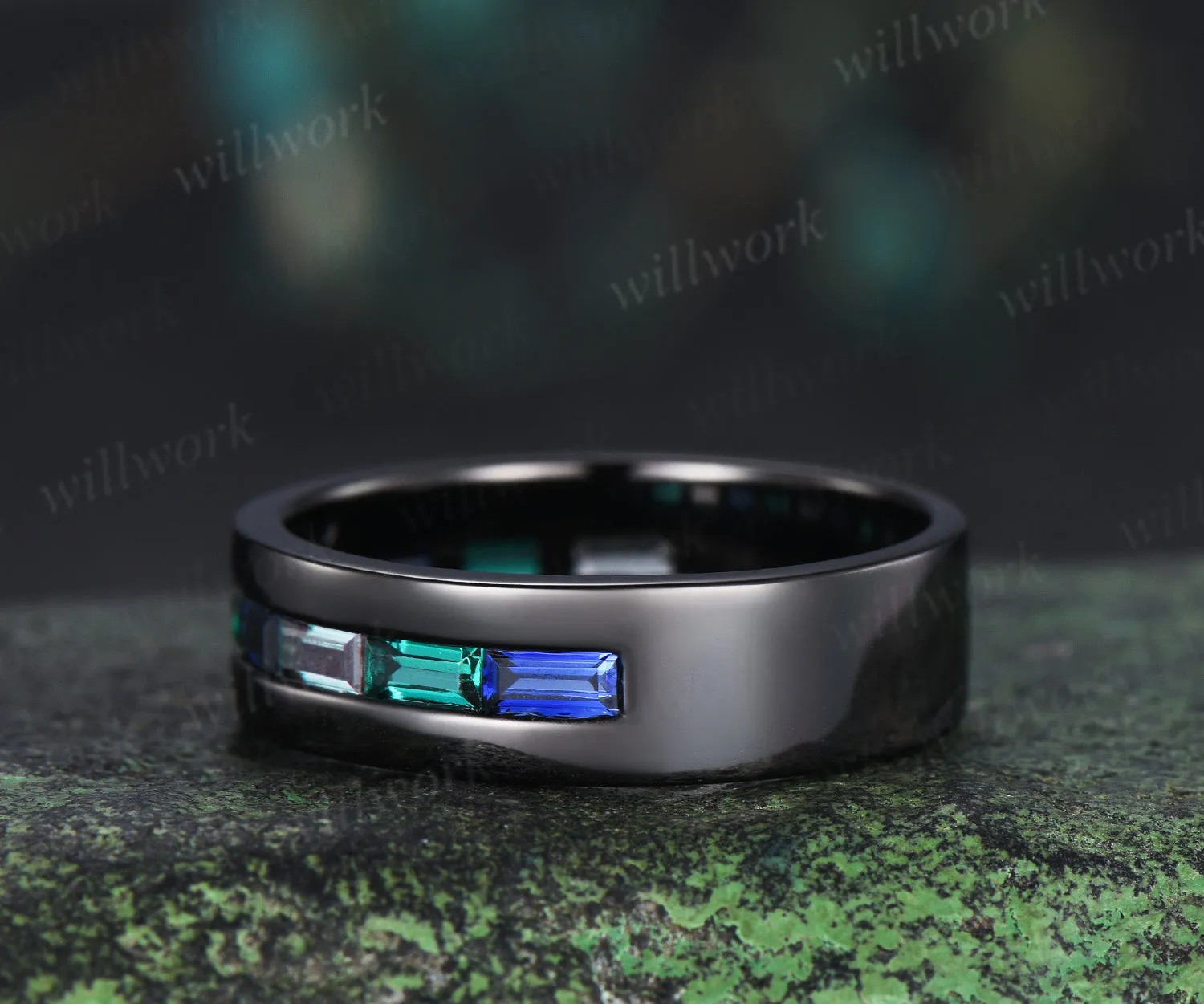 Custom order for Andrew Allan (10k black gold, ring size 5, 4mm width) sold by Willwork Jewelry product image thumbnail 4
