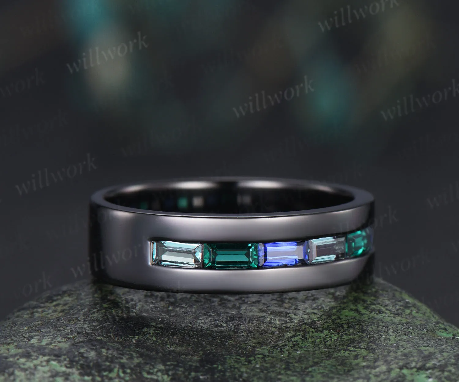 Custom order for Andrew Allan (10k black gold, ring size 5, 4mm width) sold by Willwork Jewelry product image thumbnail 5