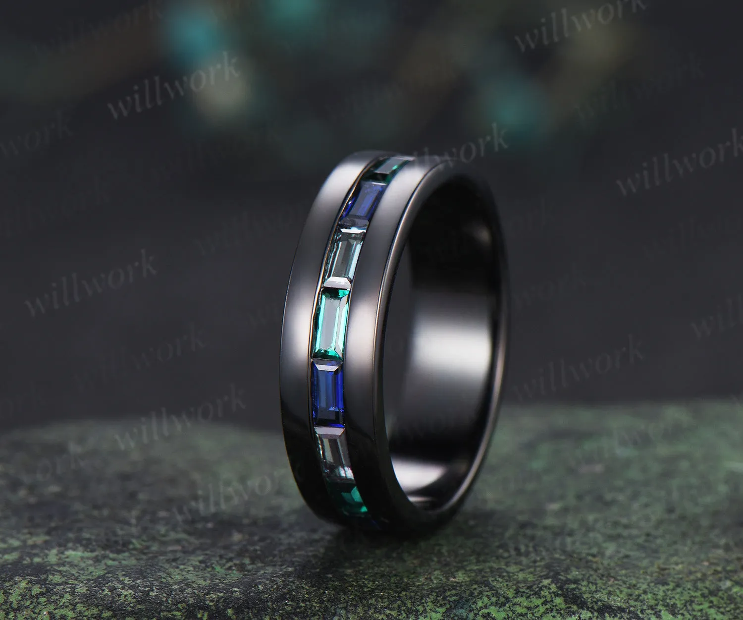Custom order for Andrew Allan (10k black gold, ring size 5, 4mm width) sold by Willwork Jewelry product image thumbnail 3