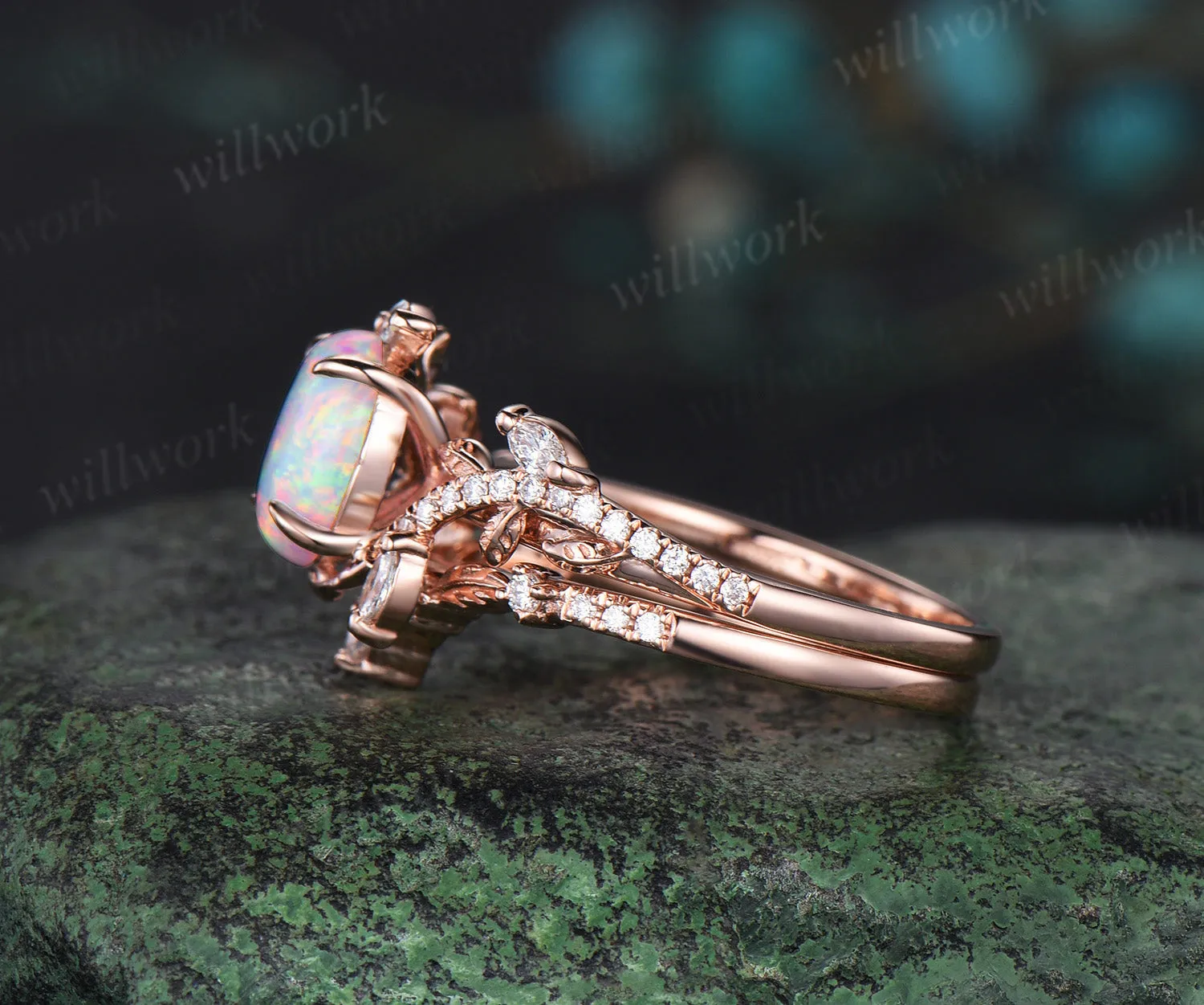 Custom order for Tina michelle Phillips(3pc ring set, 10k rose gold-sterling silver, ring size 9) sold by Willwork Jewelry product image thumbnail 4