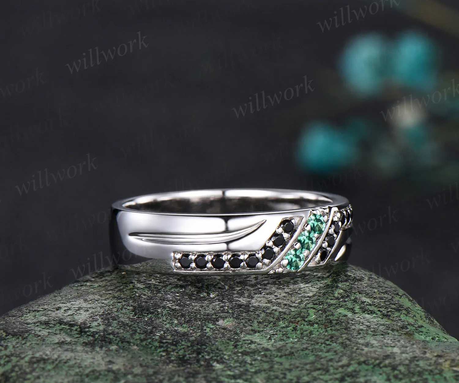 Custom order for Chelsea Warden(1pc men's wedding band, 10k white gold, ring size 10) sold by Willwork Jewelry product image thumbnail 2