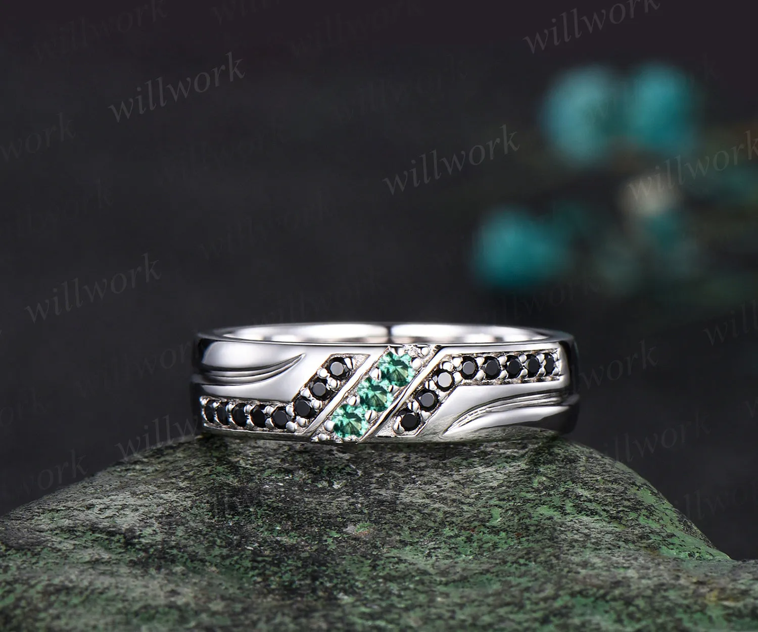 Custom order for Chelsea Warden(1pc men's wedding band, 10k white gold, ring size 10) sold by Willwork Jewelry