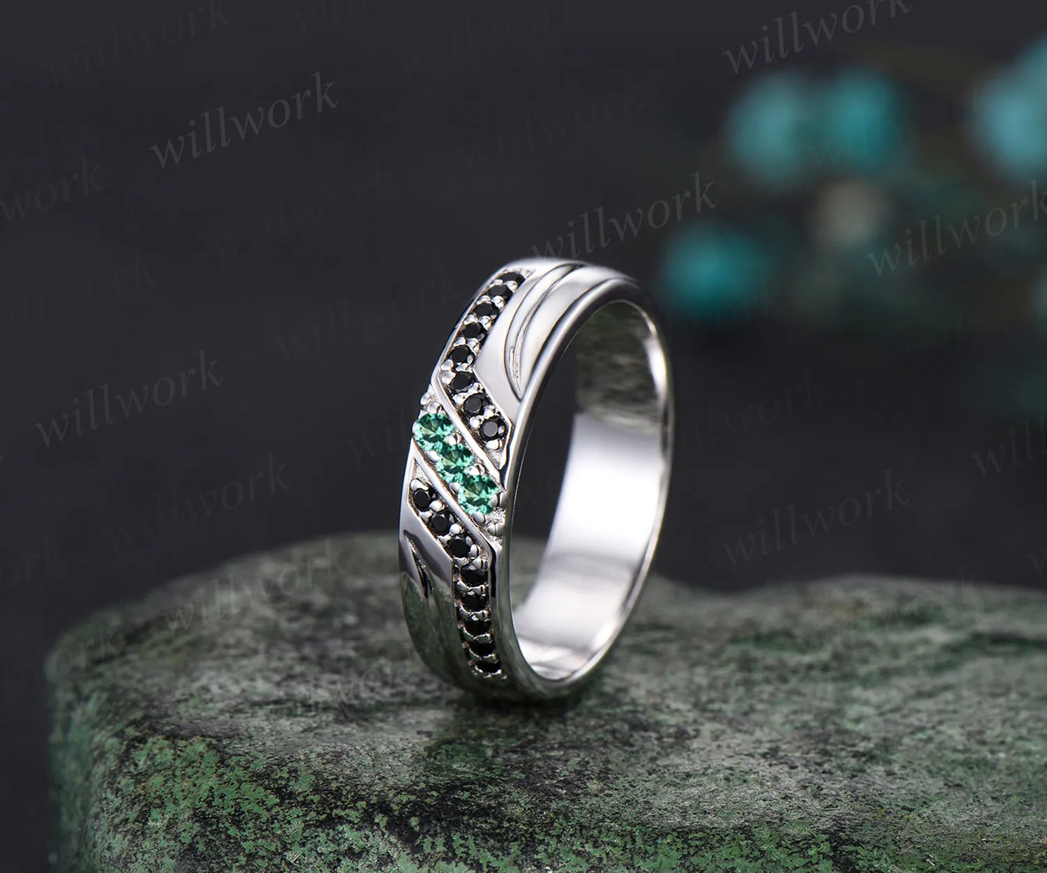 Custom order for Chelsea Warden(1pc men's wedding band, 10k white gold, ring size 10) sold by Willwork Jewelry product image thumbnail 3