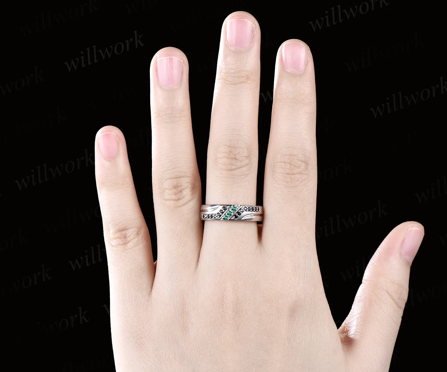 Custom order for Chelsea Warden(1pc men's wedding band, 10k white gold, ring size 10) sold by Willwork Jewelry product image thumbnail 4