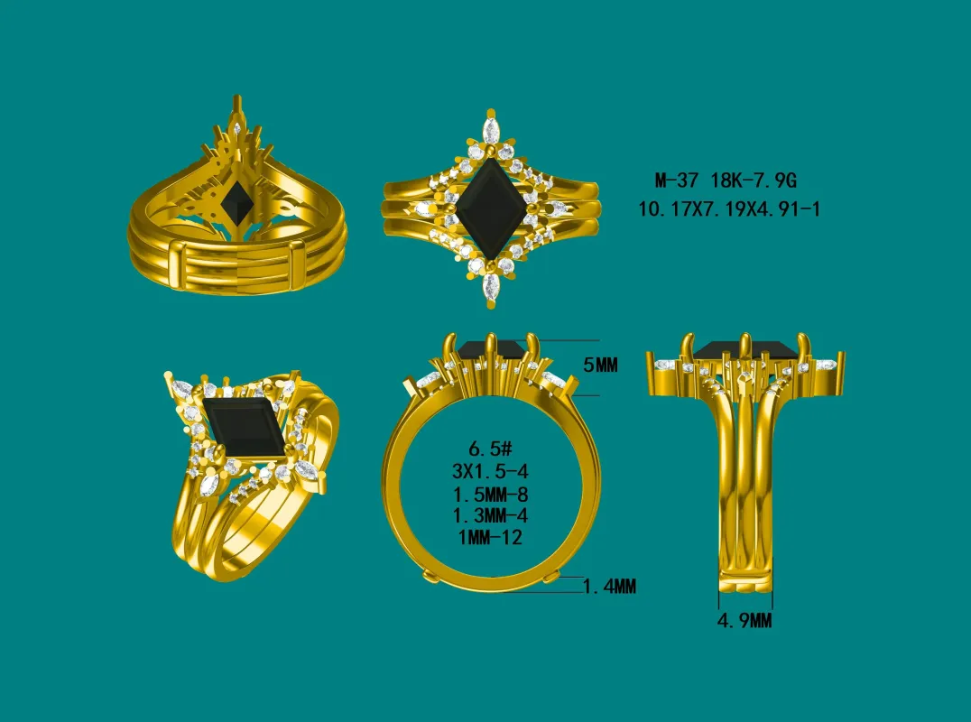 Custom Order for Phillip Payne(2pc ring set, 18k yellow gold, ring size 6.5) (payment plan) made by Willwork Jewelry