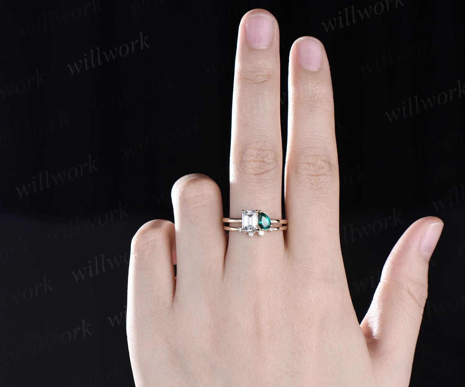 Custom order for Sheila Guerrero(2pc ring set, 925 sterling silver, ring size 3.75) sold by Willwork Jewelry product image thumbnail 3