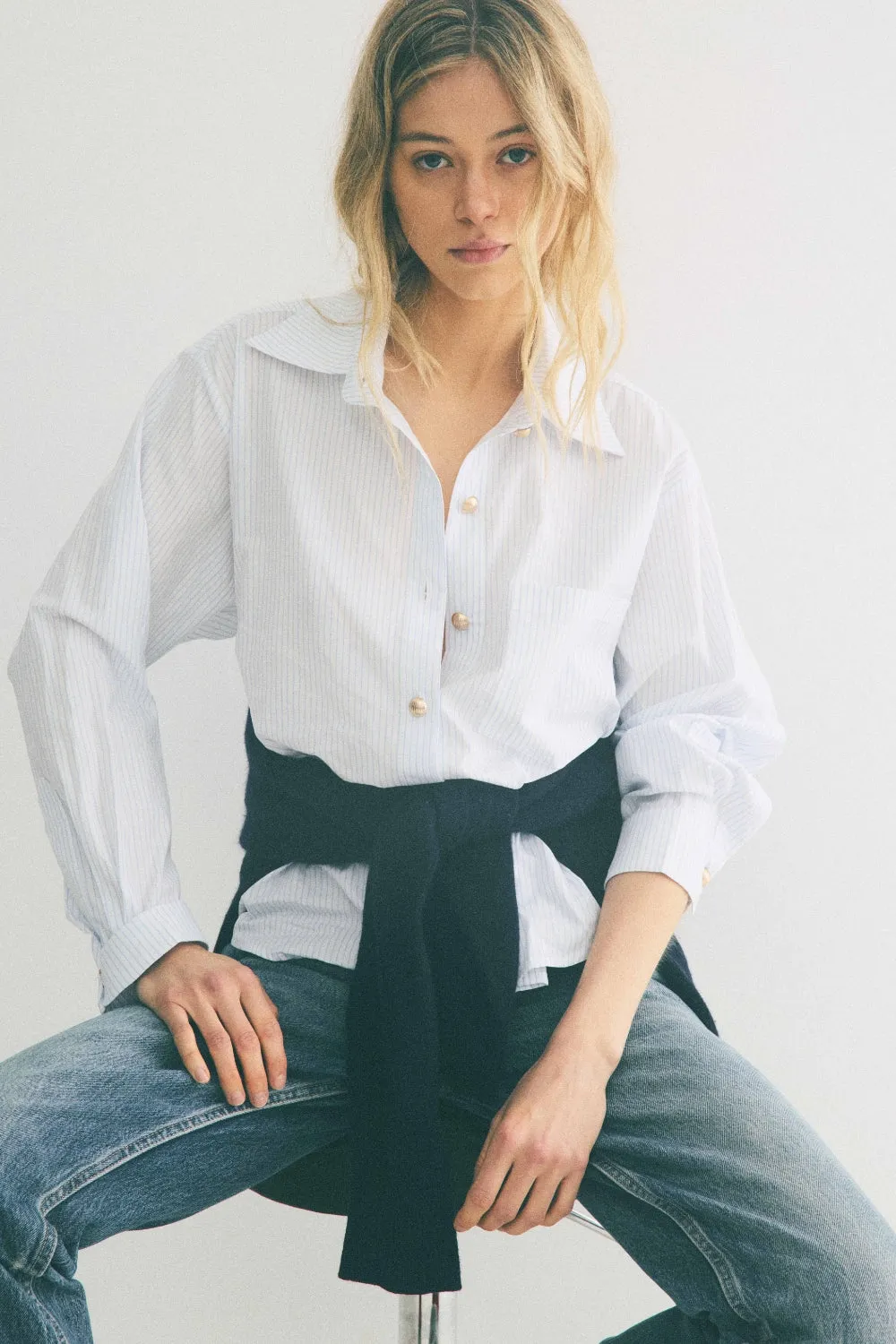 Chemise Boy rayures blanc / ciel sold by Martin Martin product image thumbnail 2