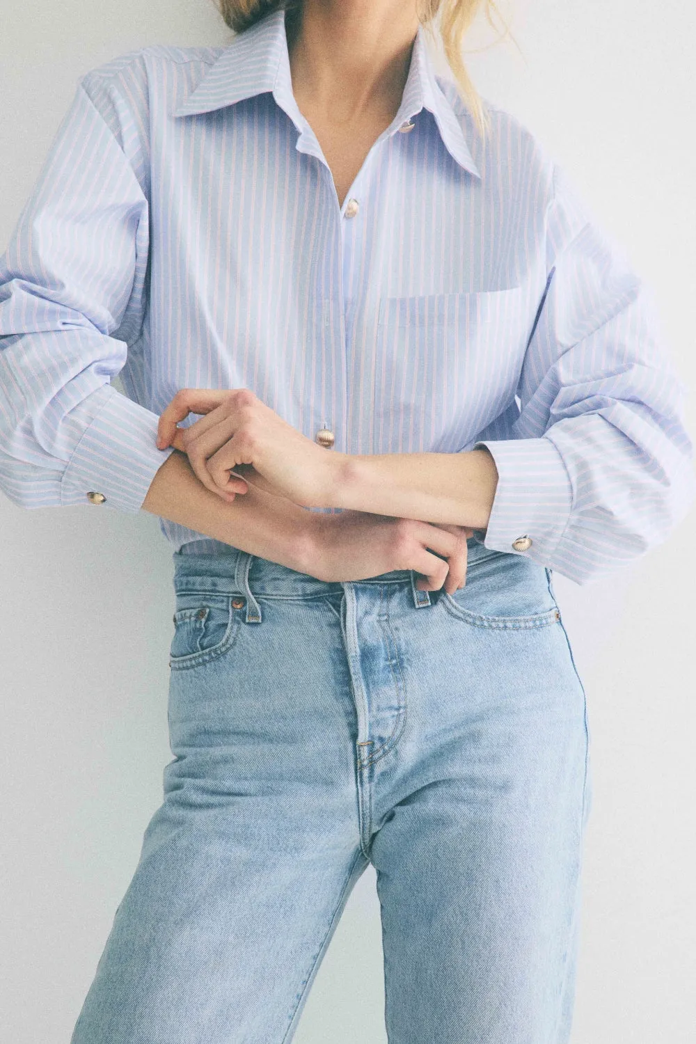 Chemise Boy rayures ciel / rose sold by Martin Martin product image thumbnail 2