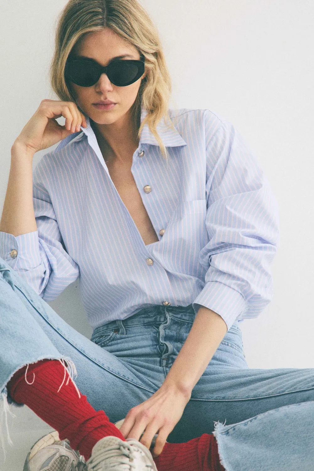 Chemise Boy rayures ciel / rose sold by Martin Martin product image thumbnail 4