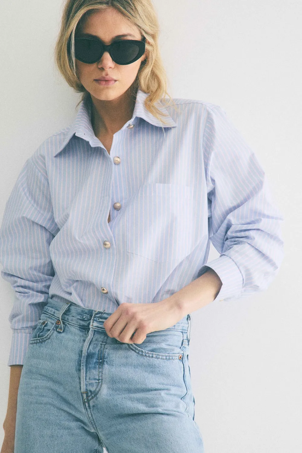 Chemise Boy rayures ciel / rose sold by Martin Martin