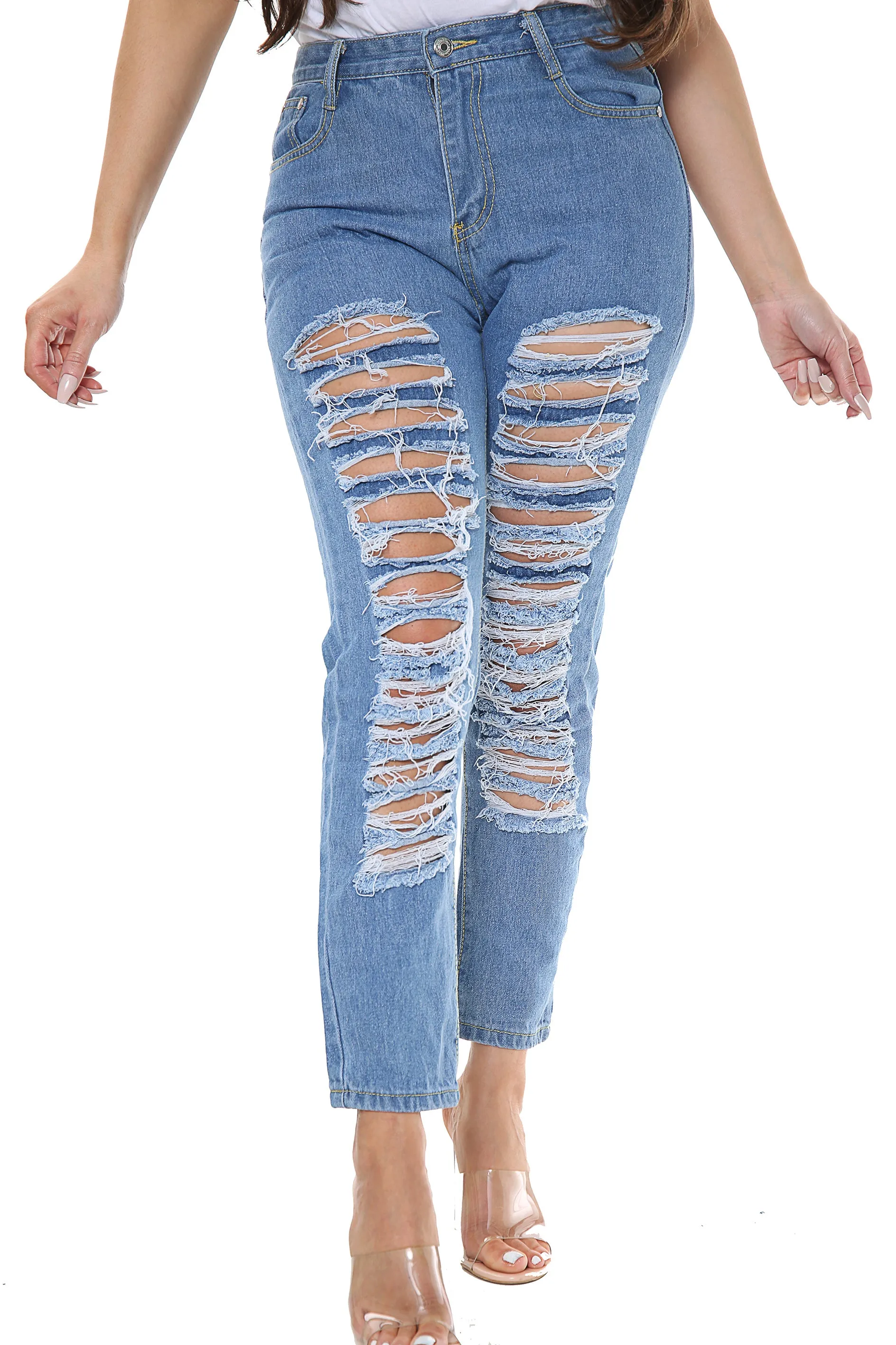 Blue Ripped Boyfriend Jeans sold by Denimwise product image thumbnail 2